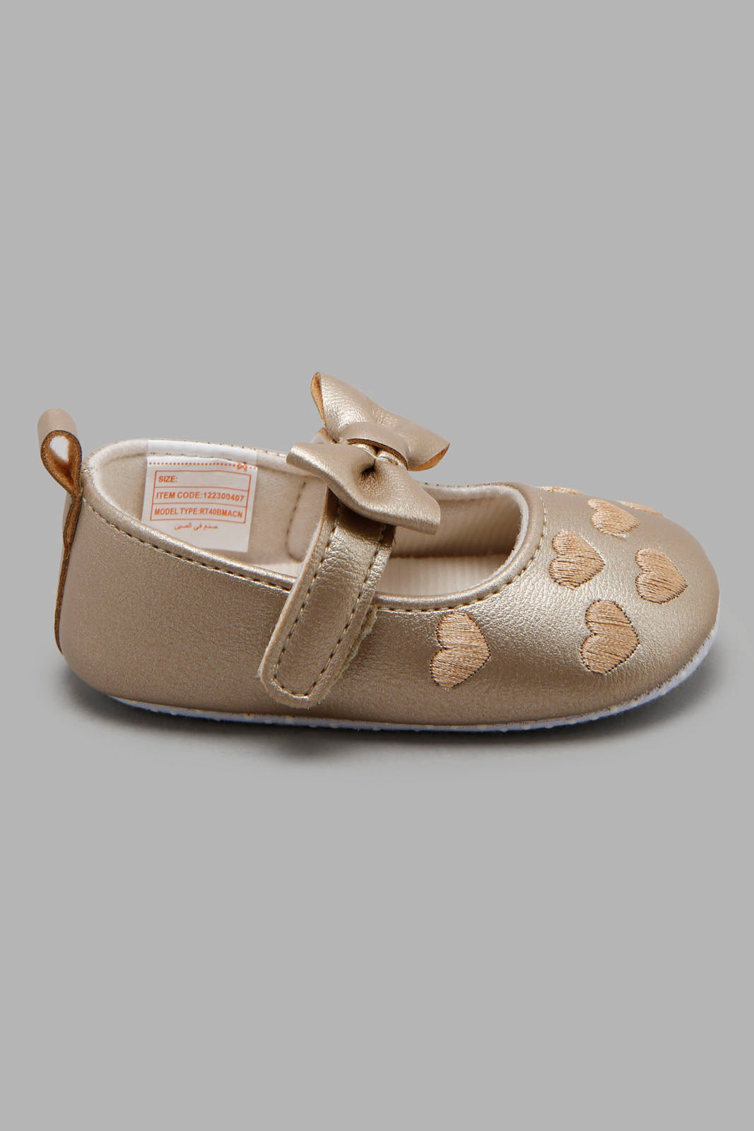 Redtag-Gold-Pram-Shoe-Category:Shoes,-Colour:Gold,-Deals:New-In,-Filter:Baby-Footwear-(0-to-18-Mths),-NBF-Shoes,-New-In-NBF-FOO,-Non-Sale,-Section:Boys-(0-to-14Yrs),-W22B-Baby-0 to 18 Months
