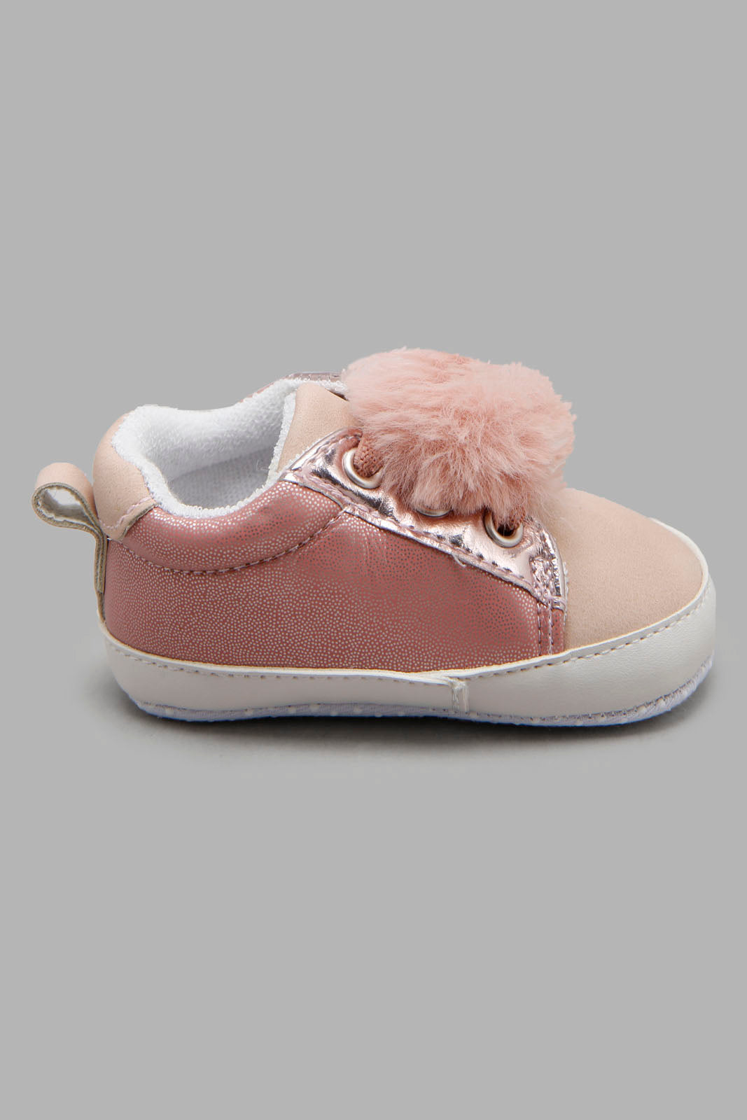 Redtag-Pink-Pram-Shoe-With-Pom-Pom-Category:Shoes,-Colour:Pink,-Deals:New-In,-Filter:Baby-Footwear-(0-to-18-Mths),-NBF-Shoes,-New-In-NBF-FOO,-Non-Sale,-Section:Boys-(0-to-14Yrs),-W22B-Baby-0 to 18 Months