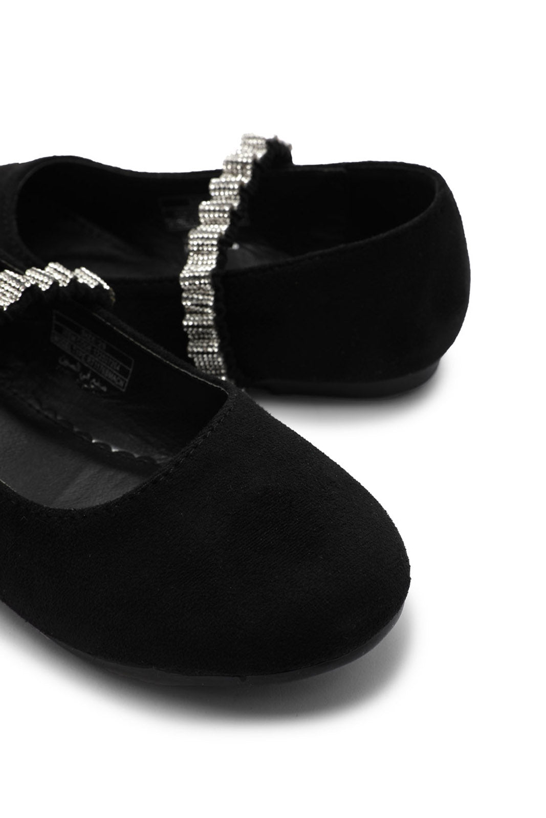 Redtag-Black-Diamante-Trim-Ballerina-Category:Shoes,-Colour:Black,-Deals:New-In,-Dept:Girls,-Filter:Girls-Footwear-(3-to-5-Yrs),-GIR-Shoes,-New-In-GIR-FOO,-Non-Sale,-S23A,-Section:Girls-(0-to-14Yrs)-Girls-
