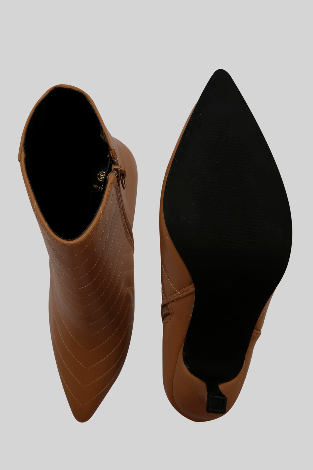 Redtag-Tan-Quilt-Pointy-Ankle-Boot-Category:Boots,-Colour:Tan,-Deals:New-In,-Dept:Ladieswear,-Filter:Women's-Footwear,-New-In-Women-FOO,-Non-Sale,-Section:Women,-W22B,-Women-Boots-Women's-