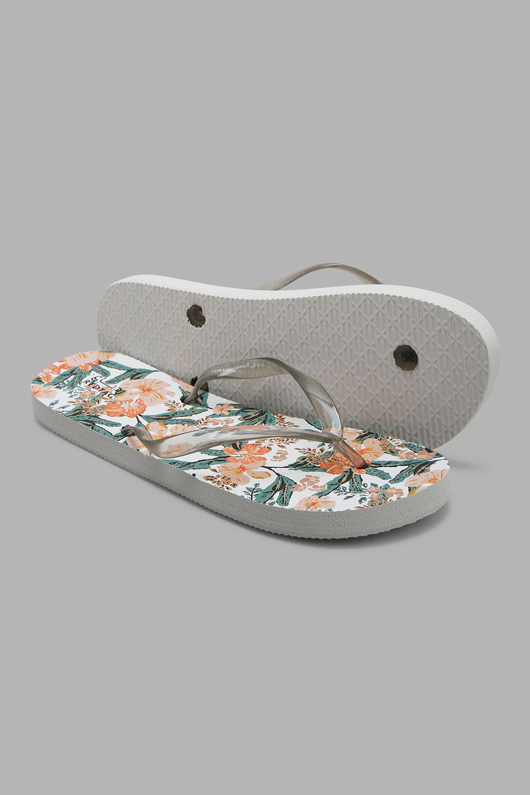 Redtag-White-Floral-Print-Flip-Flop-Category:Flip-Flops,-Colour:White,-Deals:New-In,-Filter:Women's-Footwear,-NDAY,-New-In-Women-FOO,-Non-Sale,-Section:Women,-W22B,-Women-Flip-Flops-Women's-