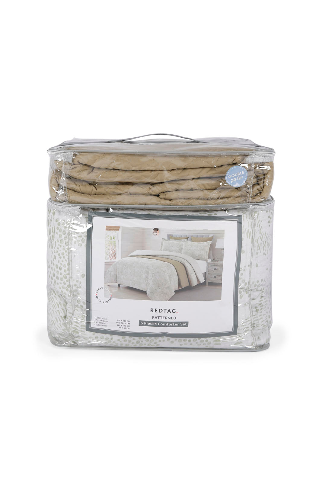 Redtag-Beige-6-Pc-Printed-Comforter-And-Coverlet-Set-(Double-Size)-Category:Comforters,-Colour:Beige,-Deals:New-In,-Dept:Home,-Filter:Home-Bedroom,-HMW-BED-Comforters,-New-In-HMW-BED,-Non-Sale,-Section:Homewares,-W22B-Home-Bedroom-