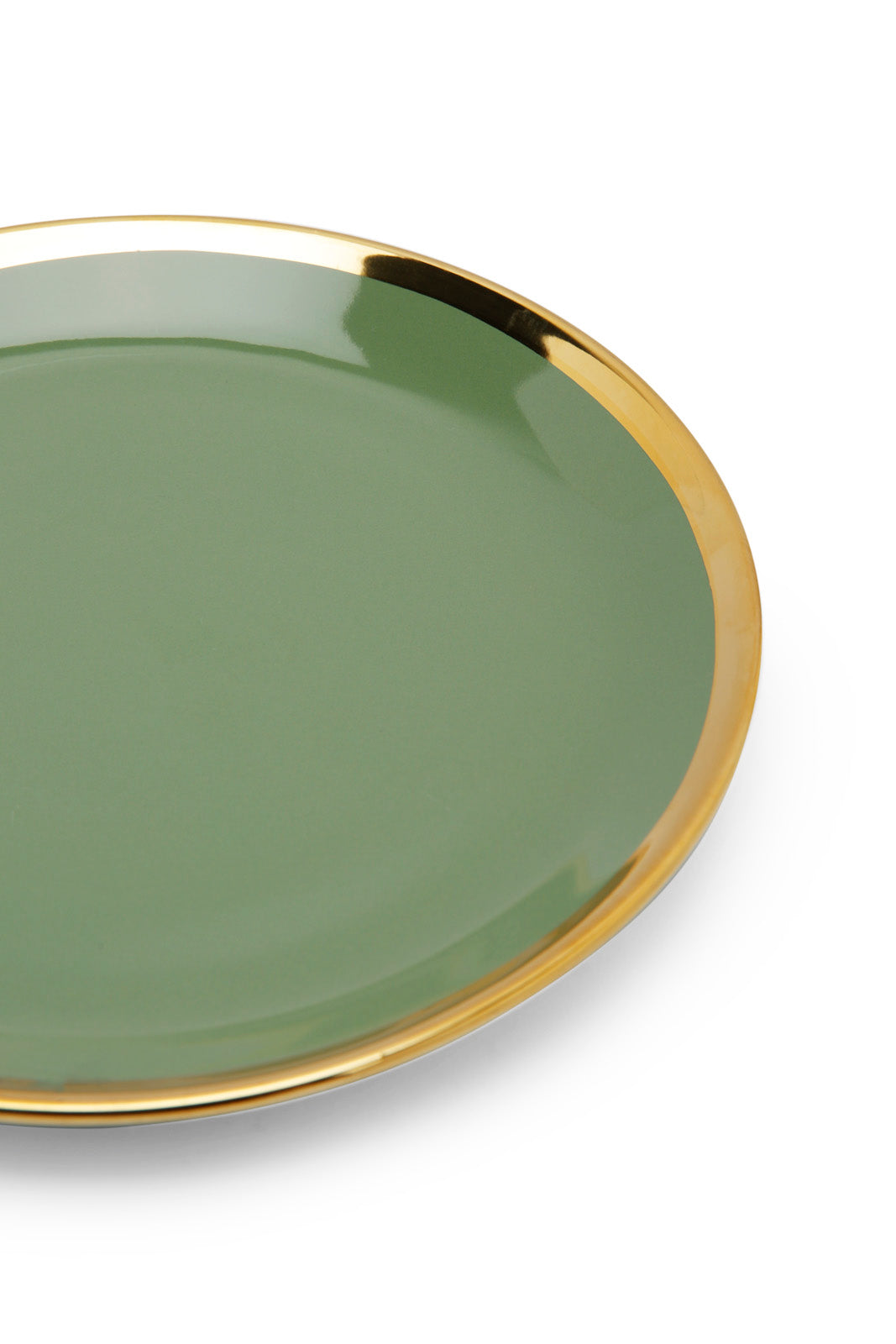 Redtag-Green-Coupe-Shape-Side-Plate-With-Gold-Rim-Category:Plates,-Colour:Green,-Deals:New-In,-Dept:Home,-Filter:Home-Dining,-HMW-DIN-Crockery,-New-In-HMW-DIN,-Non-Sale,-Section:Homewares,-W22A-Home-Dining-