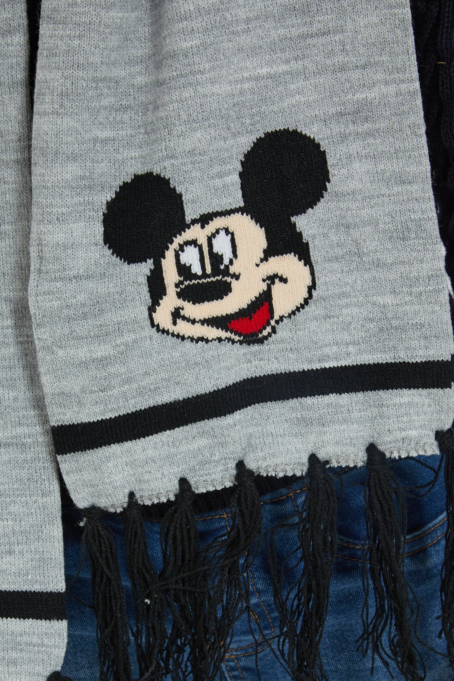 Boys Grey Mickey Mouse Scarf Set (3 Piece)