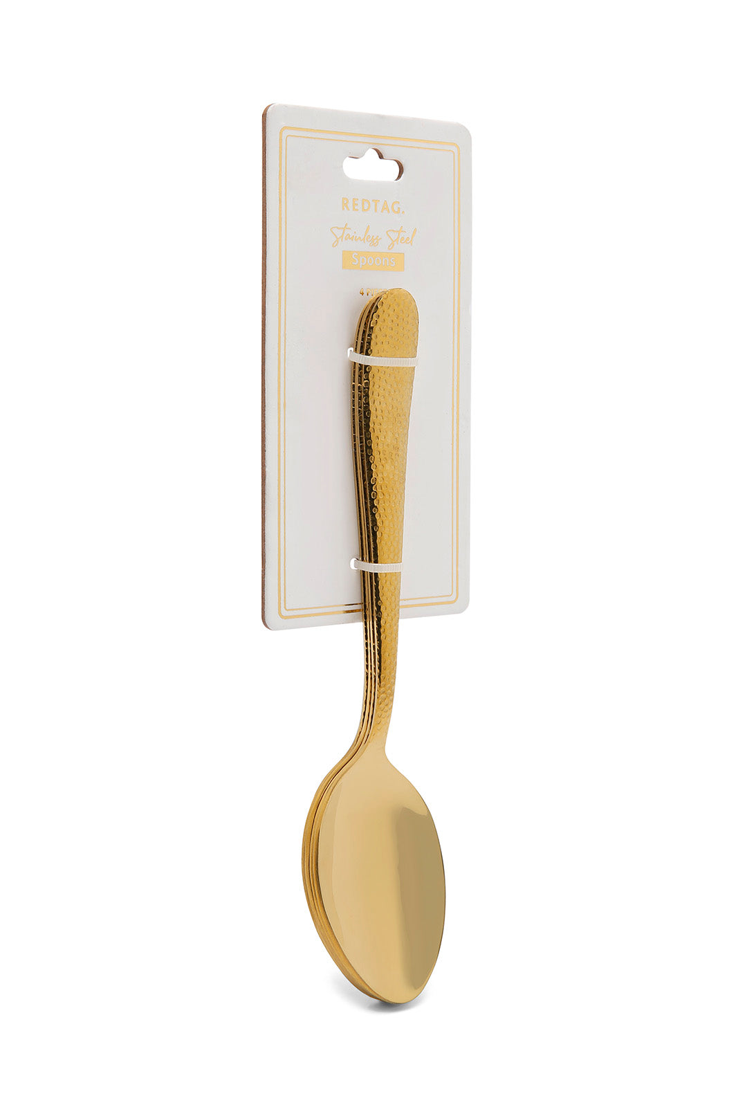 Redtag-Gold-Dinner-Spoon-Hammered-Finish-Set-(4-Piece)-Category:Spoons,-Colour:Gold,-Deals:New-In,-Dept:Home,-Filter:Home-Dining,-HMW-DIN-Cutlery,-New-In-HMW-DIN,-Non-Sale,-Section:Homewares,-W22B-Home-Dining-