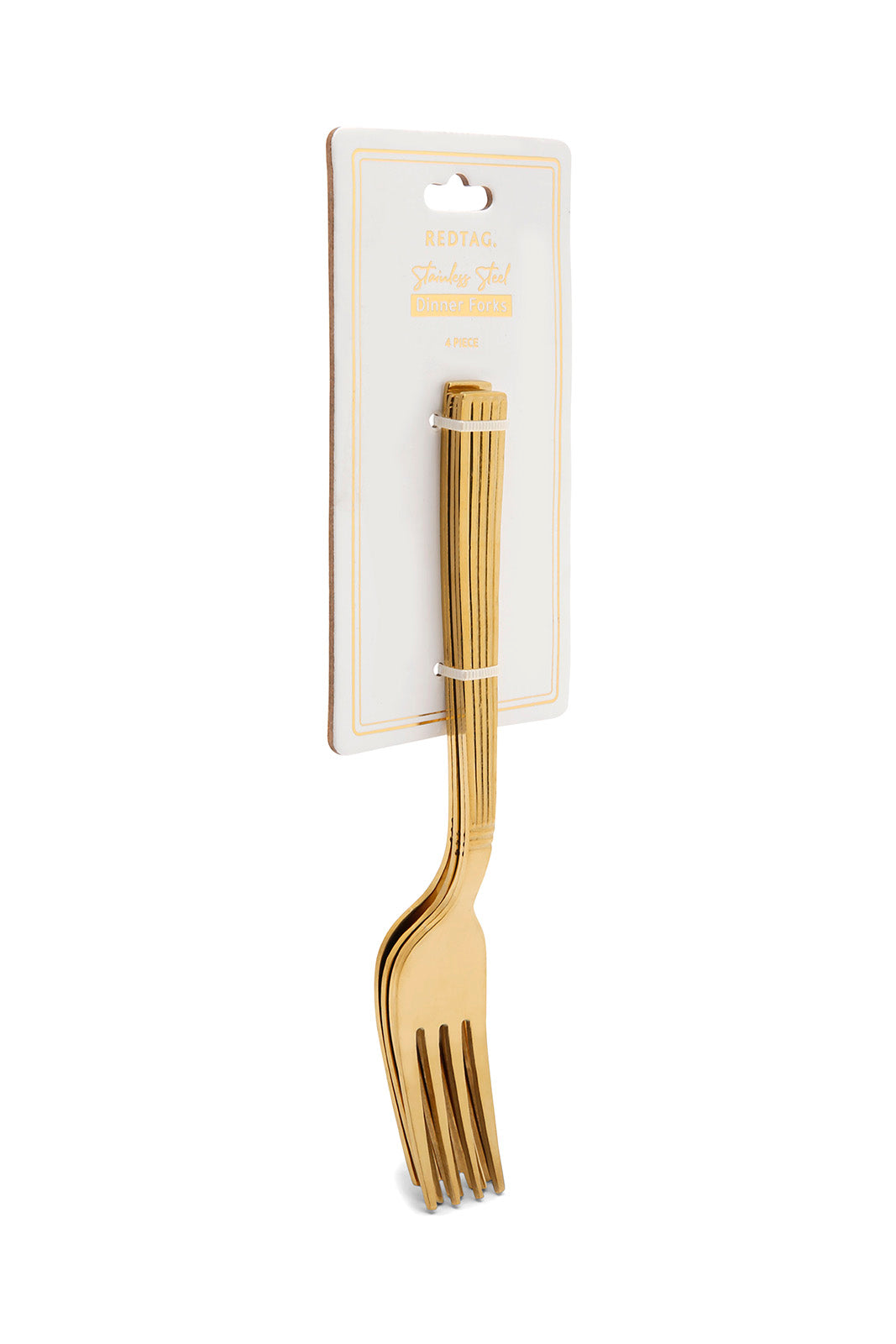 Redtag-Gold-Dinner-Fork-Striped-Finish-Set-(4-Piece)-Category:Forks,-Colour:Gold,-Deals:New-In,-Dept:Home,-Filter:Home-Dining,-HMW-DIN-Cutlery,-New-In-HMW-DIN,-Non-Sale,-Section:Homewares,-W22B-Home-Dining-