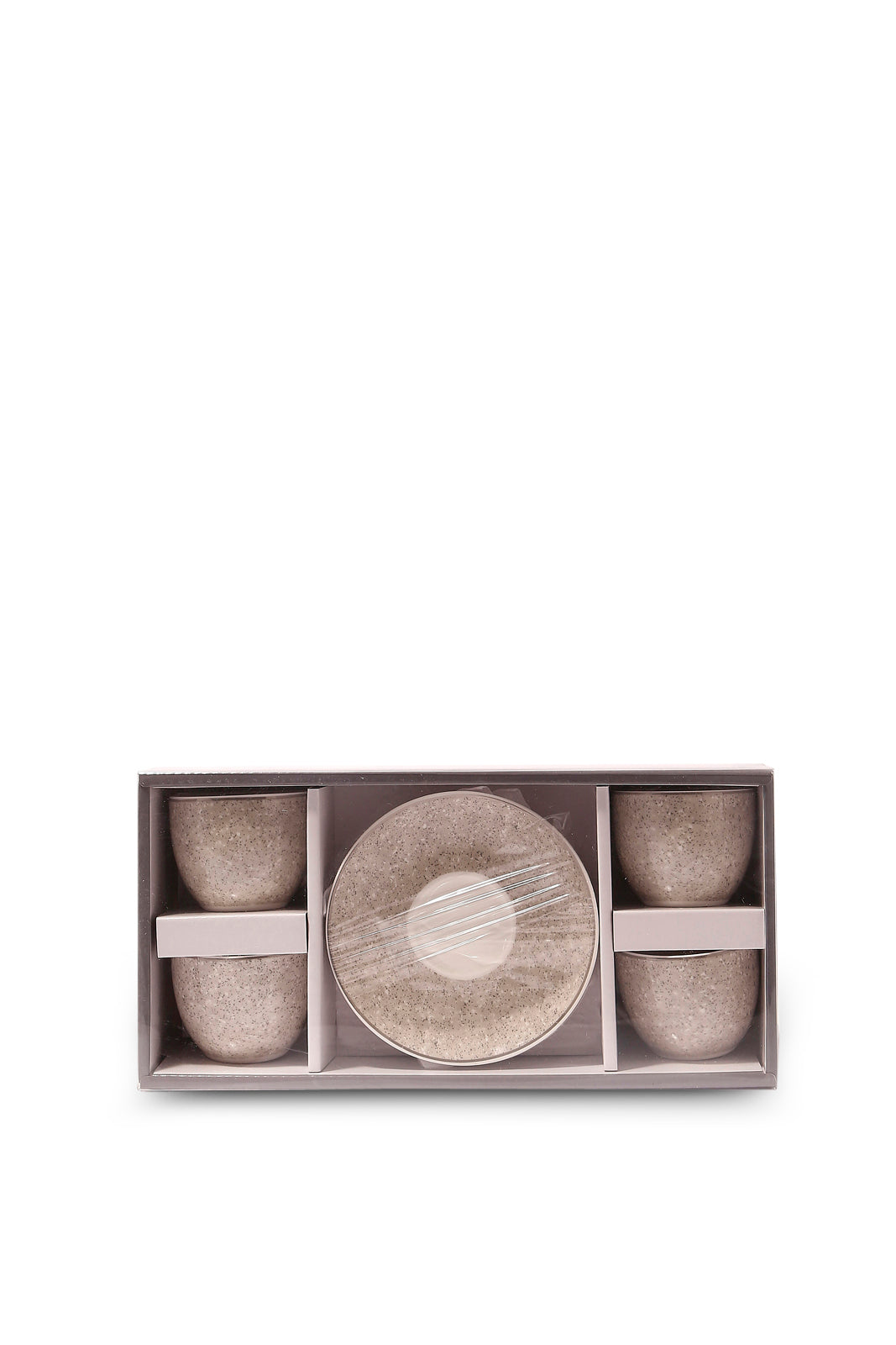 Grey Espresso Set With Silvery Rim (8 Piece)