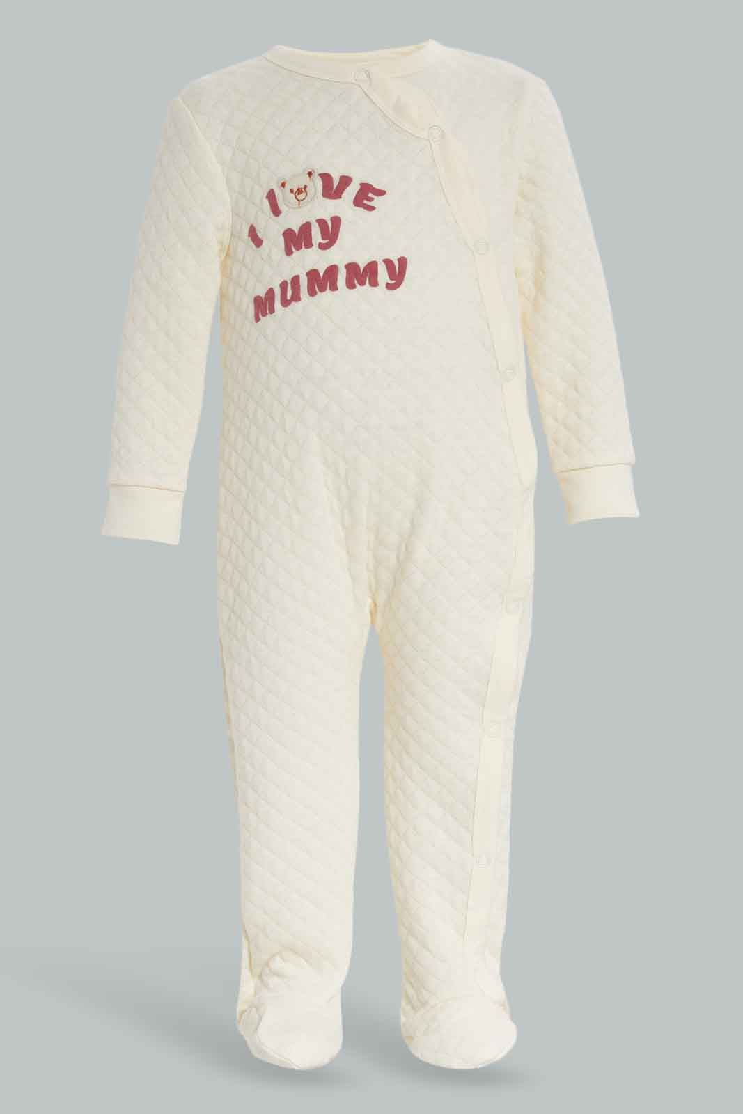 Redtag-Girls-Pale-Pink-Love-Mummy-2Pc-Sleep-Suit-Category:Rompers,-Colour:Assorted,-Deals:New-In,-Filter:Baby-(0-to-12-Mths),-NBG-Rompers,-New-In-NBG-APL,-Non-Sale,-Section:Boys-(0-to-14Yrs),-W22B-Baby-0 to 12 Months