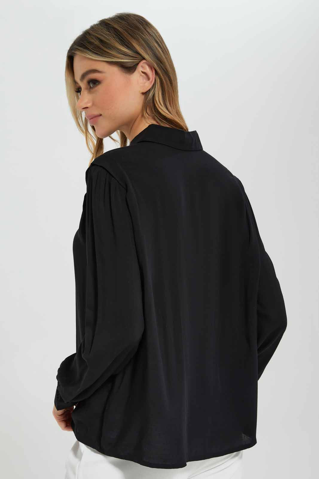 Redtag-Women-Black-Long-Sleeve-Viscose-Shirt-Category:Blouses,-Colour:Black,-Deals:New-In,-Filter:Women's-Clothing,-New-In-Women-APL,-Non-Sale,-Section:Women,-W22B,-Women-Blouses-Women's-