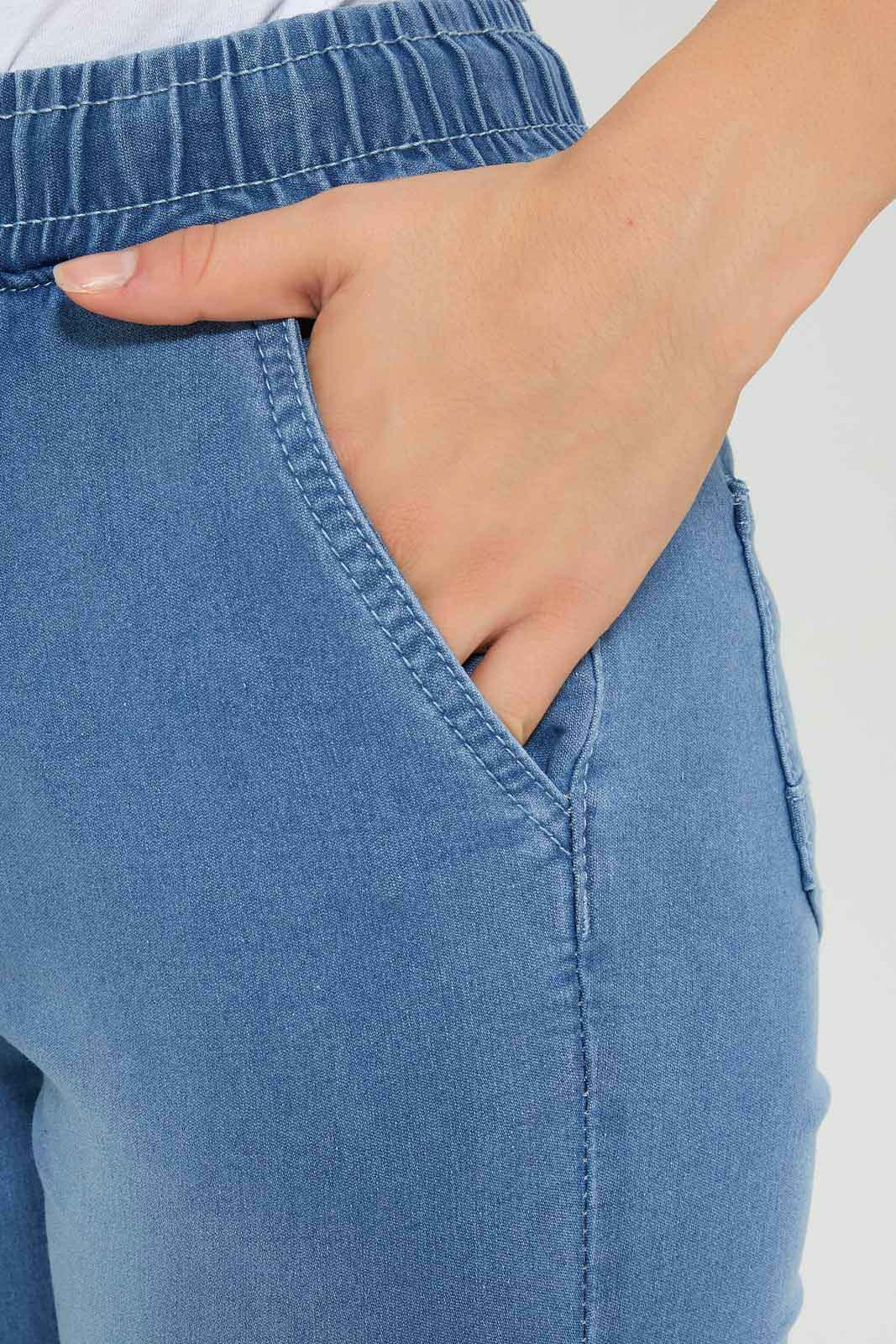 Redtag-Women-Light-Wash-Knit-Denim-Jogger-Category:Joggers,-Colour:Light-Wash,-Deals:New-In,-Dept:Ladieswear,-Filter:Women's-Clothing,-FIT-WALL-(FTW),-New-In-Women-APL,-Non-Sale,-Section:Women,-W22B,-Women-Joggers-Women's-