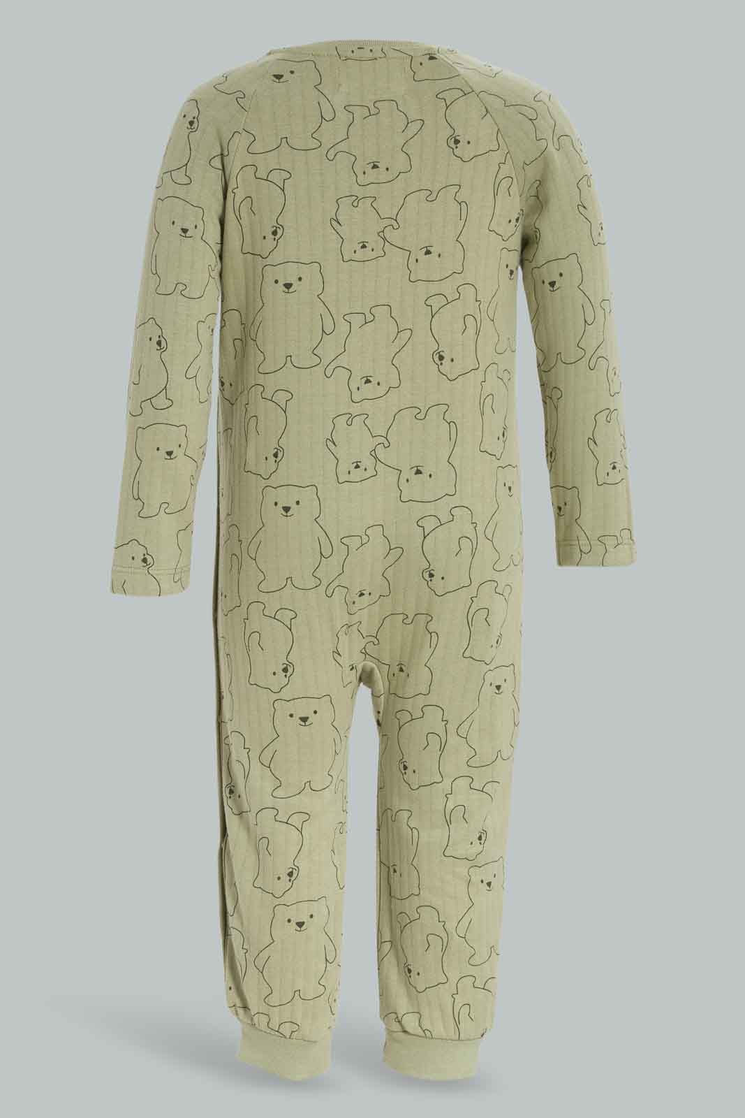 Redtag-Boys-Green-Aop-Textured-Teddy-Category:Rompers,-Colour:Green,-Deals:New-In,-Filter:Baby-(0-to-12-Mths),-NBB-Rompers,-New-In-NBB-APL,-Non-Sale,-Section:Boys-(0-to-14Yrs),-W22A-Baby-0 to 12 Months