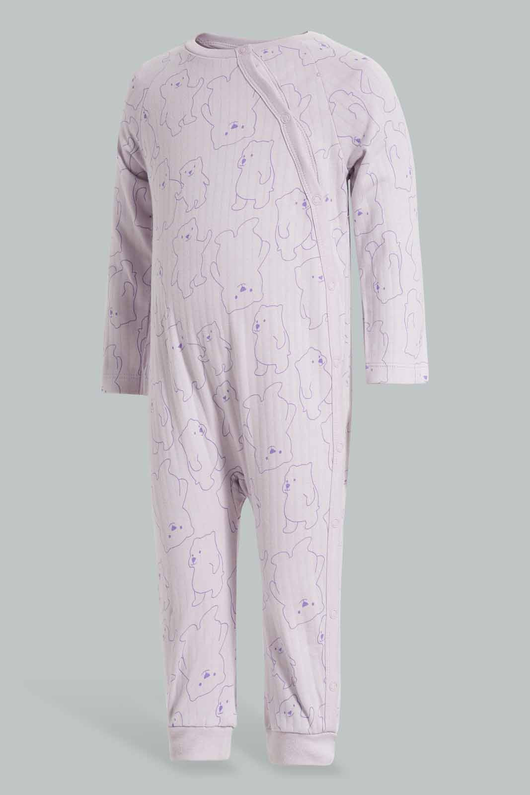 Redtag-Boys-Lilac-Aop-Textured-Teddy-Category:Rompers,-Colour:Lilac,-Deals:New-In,-Dept:New-Born,-Filter:Baby-(0-to-12-Mths),-NBB-Rompers,-New-In-NBB-APL,-Non-Sale,-Section:Boys-(0-to-14Yrs),-W22A-Baby-0 to 12 Months