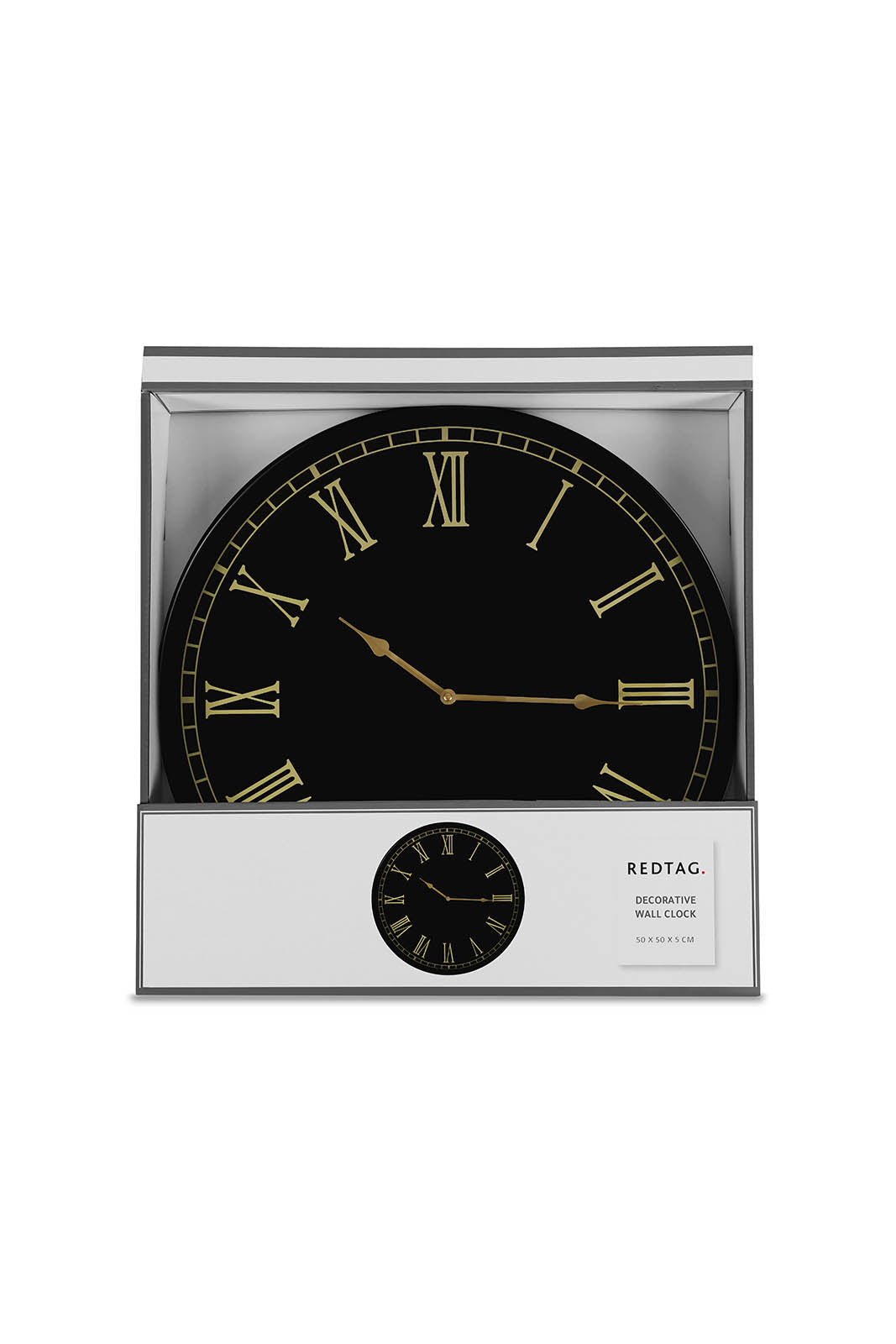 Redtag-Black-Decorative-Wall-Clock-Category:Clocks,-Colour:Black,-Deals:New-In,-Dept:Home,-Filter:Home-Decor,-HMW-HOM-Wall-Decor-&-Mirrors,-New-In-HMW-HOM,-Non-Sale,-S23A,-Section:Homewares-Home-Decor-