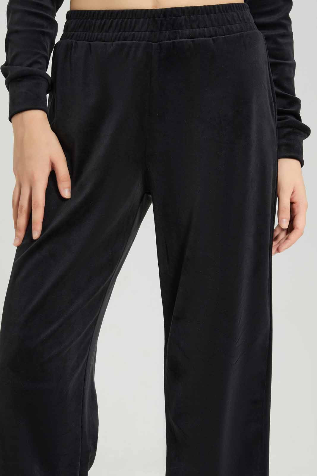 Redtag-Women-Black-Velour-Pants-Category:Joggers,-Colour:Black,-Deals:New-In,-Dept:Ladieswear,-Filter:Women's-Clothing,-New-In-Women-APL,-Non-Sale,-Section:Women,-W22B,-Women-Joggers-Women's-
