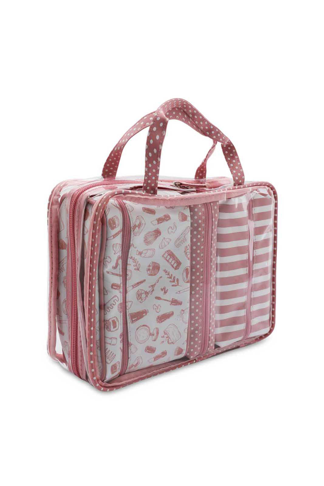 Redtag-Pink-Polka-Dots-Cosmetic-Pouches-Category:Cosmetics,-Colour:Pink,-Dept:Ladieswear,-Filter:Women's-Accessories,-New-In,-New-In-Women-ACC,-Non-Sale,-S23A,-Section:Women,-Women-Cosmetics-Women-