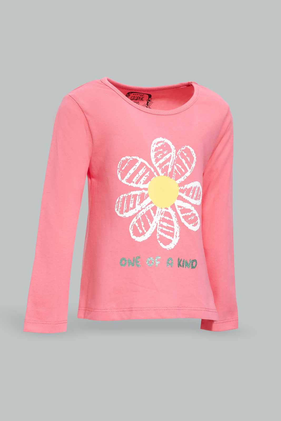 Redtag-Girls-Pink-Placement-Print-Graphic-Tee-Category:T-Shirts,-Colour:Apricot,-Deals:New-In,-Dept:Girls,-Filter:Infant-Girls-(3-to-24-Mths),-ING-T-Shirts,-New-In-ING-APL,-Non-Sale,-S23A,-Section:Girls-(0-to-14Yrs),-TBL-Infant-Girls-3 to 24 Months