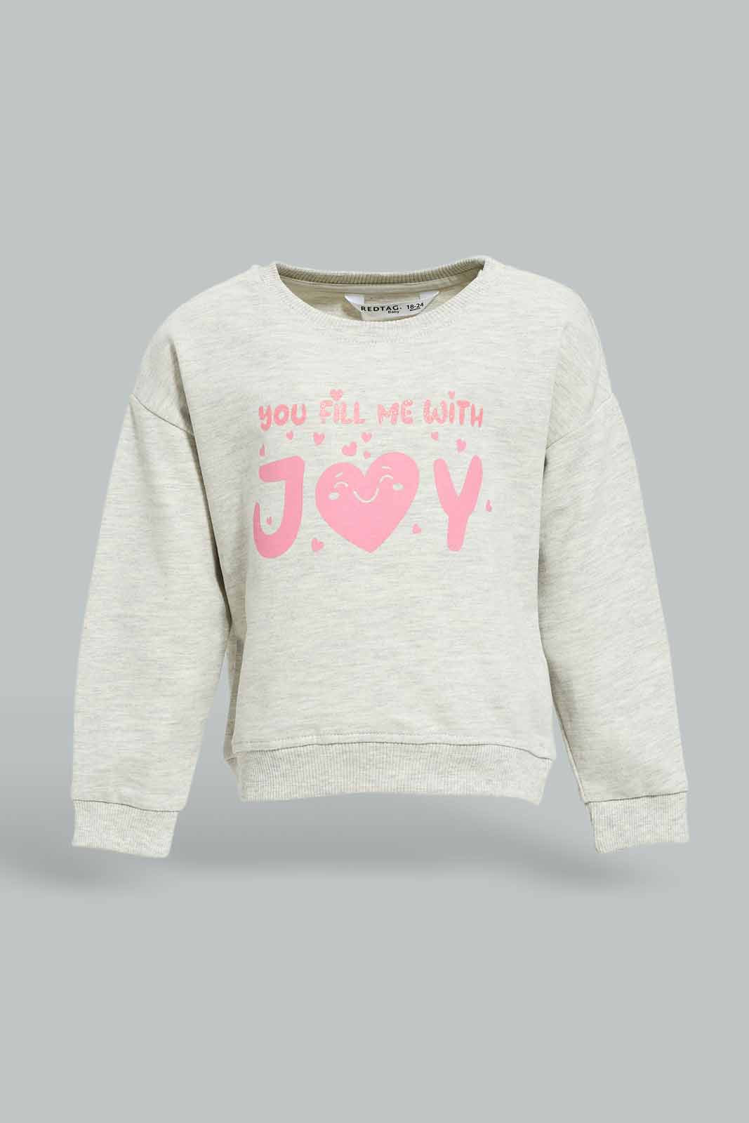 Redtag-Girls-Pale-Grey-Placement-Print-Sweat-Top-Category:Sweatshirts,-Colour:Grey,-Deals:New-In,-Dept:Girls,-Filter:Infant-Girls-(3-to-24-Mths),-ING-Sweatshirts,-New-In-ING-APL,-Non-Sale,-S23A,-Section:Girls-(0-to-14Yrs),-TBL-Infant-Girls-3 to 24 Months