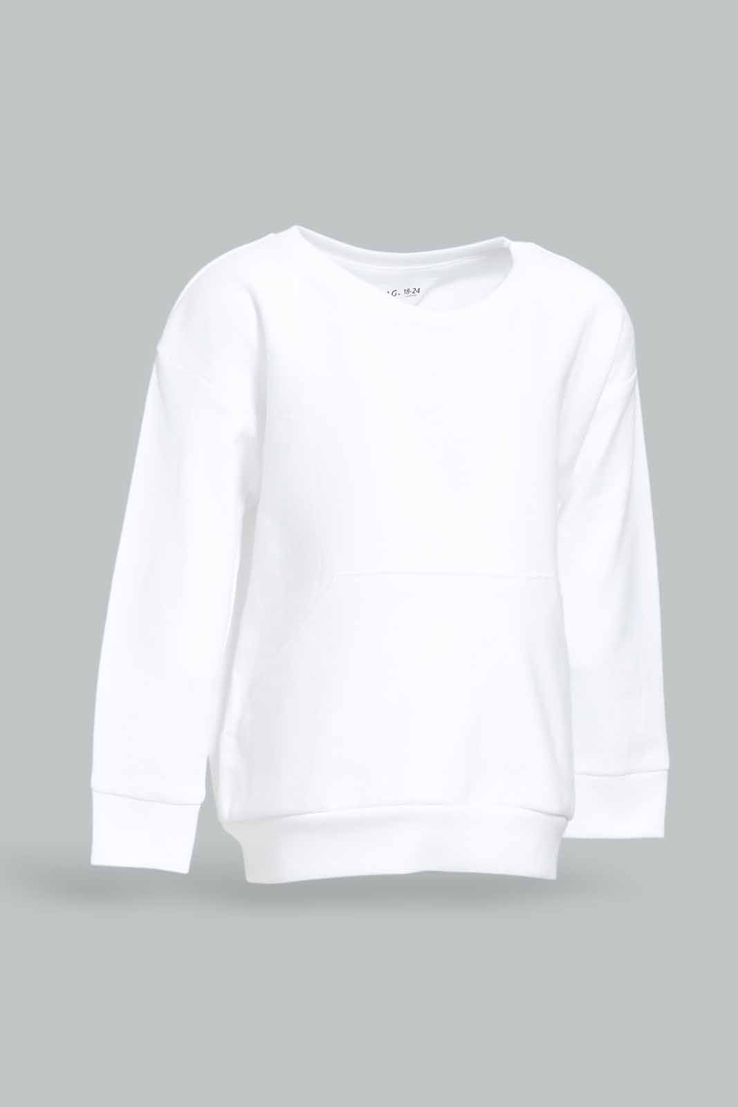 Redtag-Girls-White-Solid-Kangaroo-Pocket-Sweat-Top-Category:Sweatshirts,-Colour:White,-Deals:New-In,-Dept:Girls,-Filter:Infant-Girls-(3-to-24-Mths),-ING-Sweatshirts,-New-In-ING-APL,-Non-Sale,-S23A,-Section:Girls-(0-to-14Yrs),-TBL-Infant-Girls-3 to 24 Months