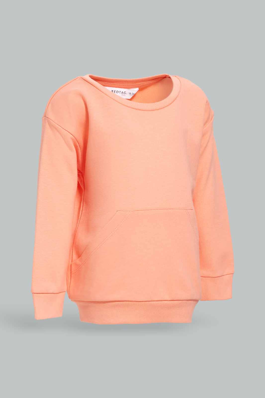 Redtag-Girls-Yellow-Solid-Kangaroo-Pocket-Sweat-Top-Category:Sweatshirts,-Colour:Yellow,-Deals:New-In,-Dept:Girls,-Filter:Infant-Girls-(3-to-24-Mths),-ING-Sweatshirts,-New-In-ING-APL,-Non-Sale,-S23A,-Section:Girls-(0-to-14Yrs),-TBL-Infant-Girls-3 to 24 Months