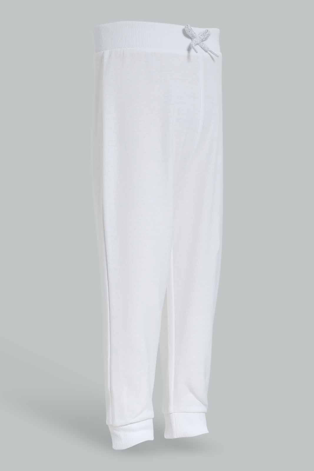 Redtag-Girls-White-Solid-Active-Pant-Category:Joggers,-Colour:White,-Deals:New-In,-Dept:Girls,-Filter:Infant-Girls-(3-to-24-Mths),-ING-Joggers,-New-In-ING-APL,-Non-Sale,-S23A,-Section:Girls-(0-to-14Yrs),-TBL-Infant-Girls-3 to 24 Months