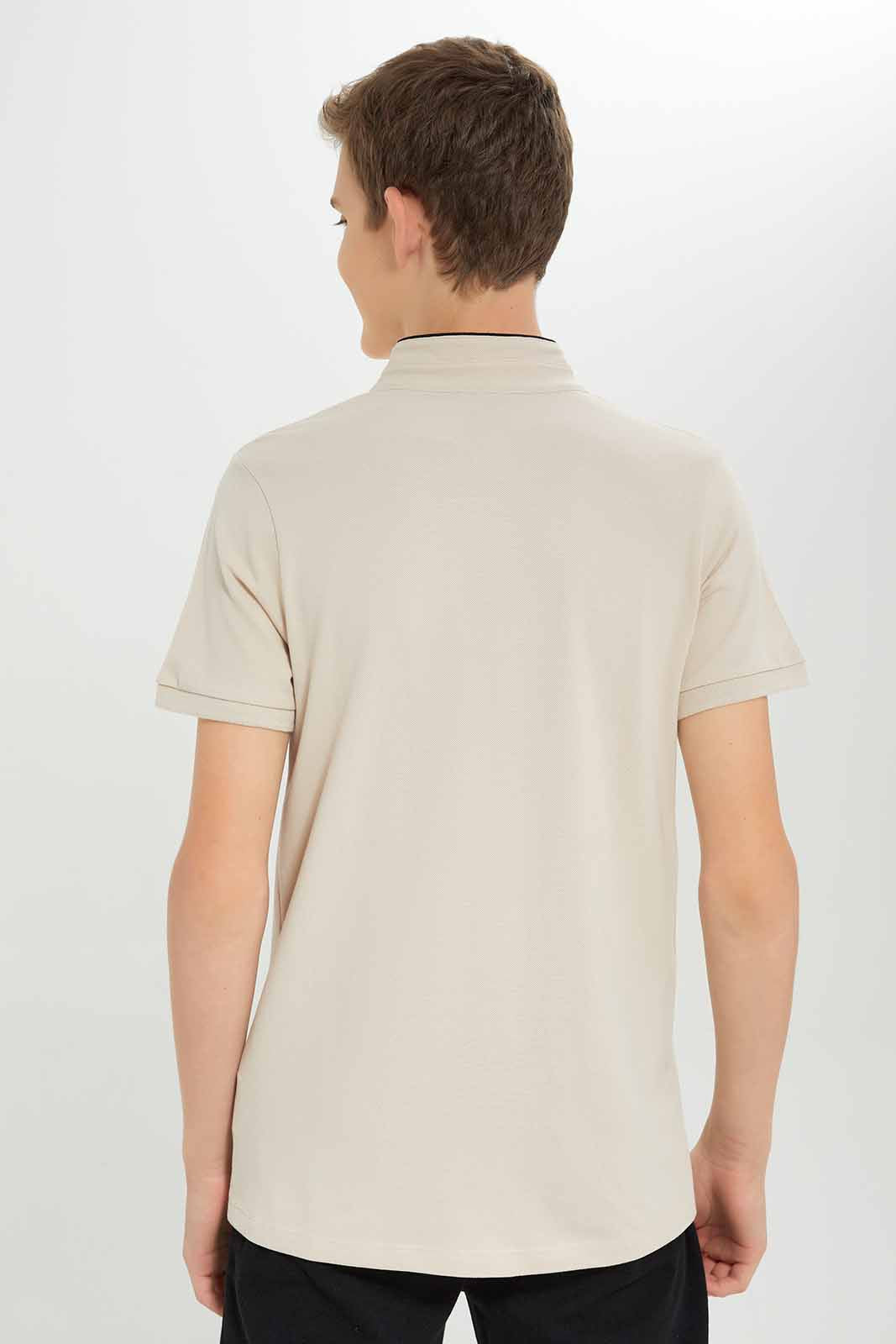 Redtag-Boys-Beige-Mandarin-Collar-Polo-BSR-Polo-T-Shirts,-Category:Polo-T-Shirts,-Colour:Beige,-Deals:New-In,-Dept:Boys,-Filter:Senior-Boys-(8-to-14-Yrs),-New-In-BSR-APL,-Non-Sale,-S23A,-Section:Boys-(0-to-14Yrs),-TBL-Senior-Boys-9 to 14 Years