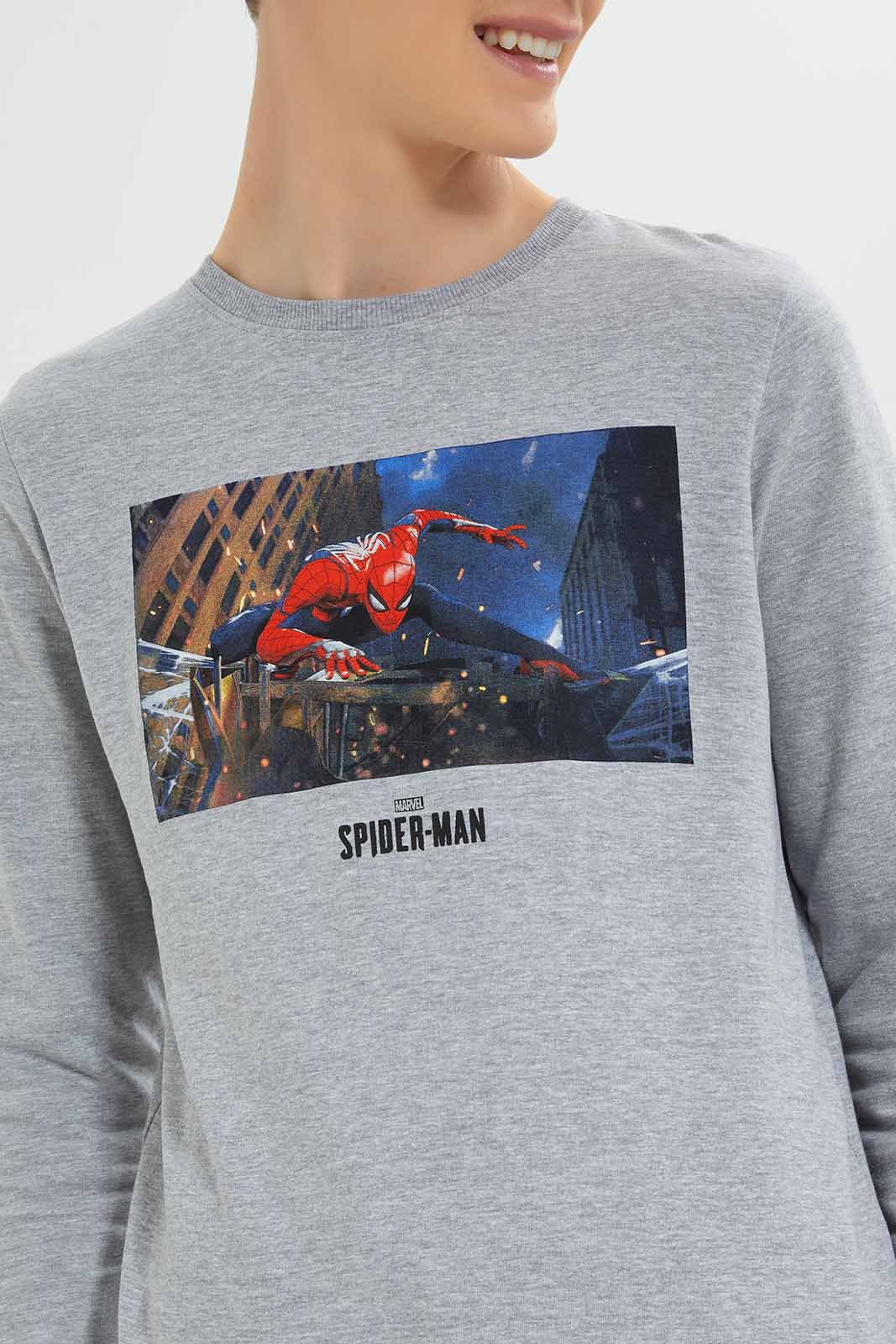 Redtag-Boys-Grey-Spiderman-Sweatshirt-BSR-Sweatshirts,-Category:Sweatshirts,-CHR,-Colour:Grey,-Deals:New-In,-Dept:Boys,-Filter:Senior-Boys-(8-to-14-Yrs),-New-In-BSR-APL,-Non-Sale,-S23A,-Section:Boys-(0-to-14Yrs),-TBL-Senior-Boys-9 to 14 Years