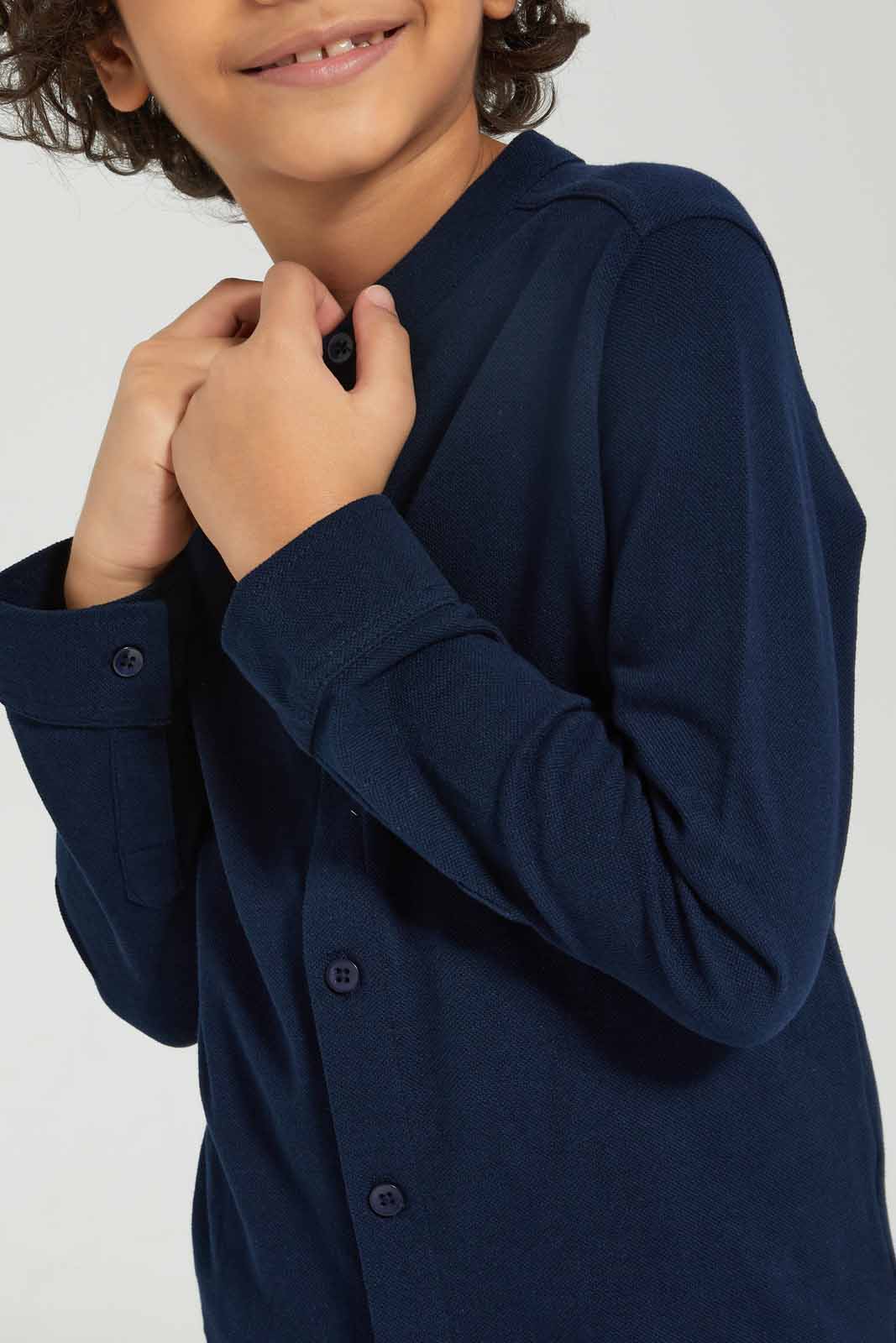Redtag-Boys-Navy-Long-Sleeve-Pique-Shirt-BOY-Shirts,-Category:Shirts,-Colour:Navy,-Deals:New-In,-Dept:Boys,-Filter:Boys-(2-to-8-Yrs),-New-In-BOY-APL,-Non-Sale,-S23A,-Section:Boys-(0-to-14Yrs),-TBL-Boys-2 to 8 Years