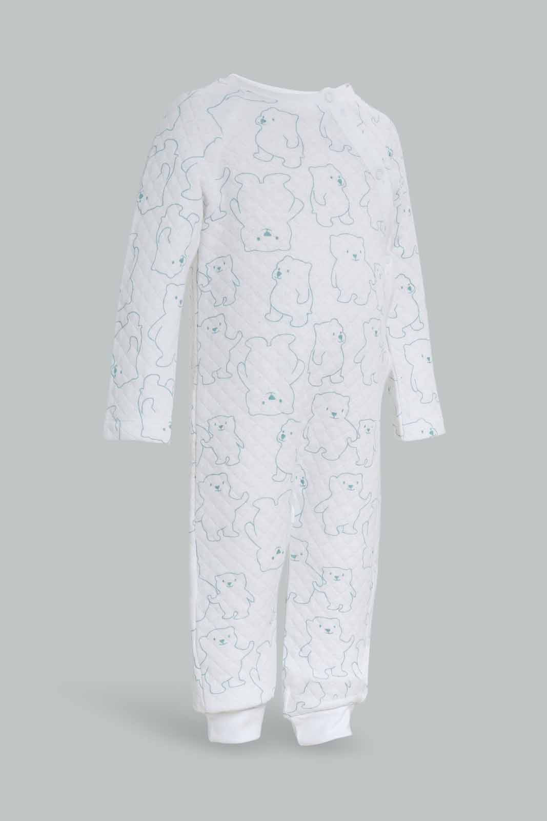 Redtag-Quilted-Romper-Aop-Teddy-White-Category:Rompers,-Colour:Assorted,-Deals:New-In,-Dept:New-Born,-Filter:Baby-(0-to-12-Mths),-NBF-Rompers,-New-In-NBF-APL,-Non-Sale,-Section:Boys-(0-to-14Yrs),-W22B-Baby-0 to 12 Months