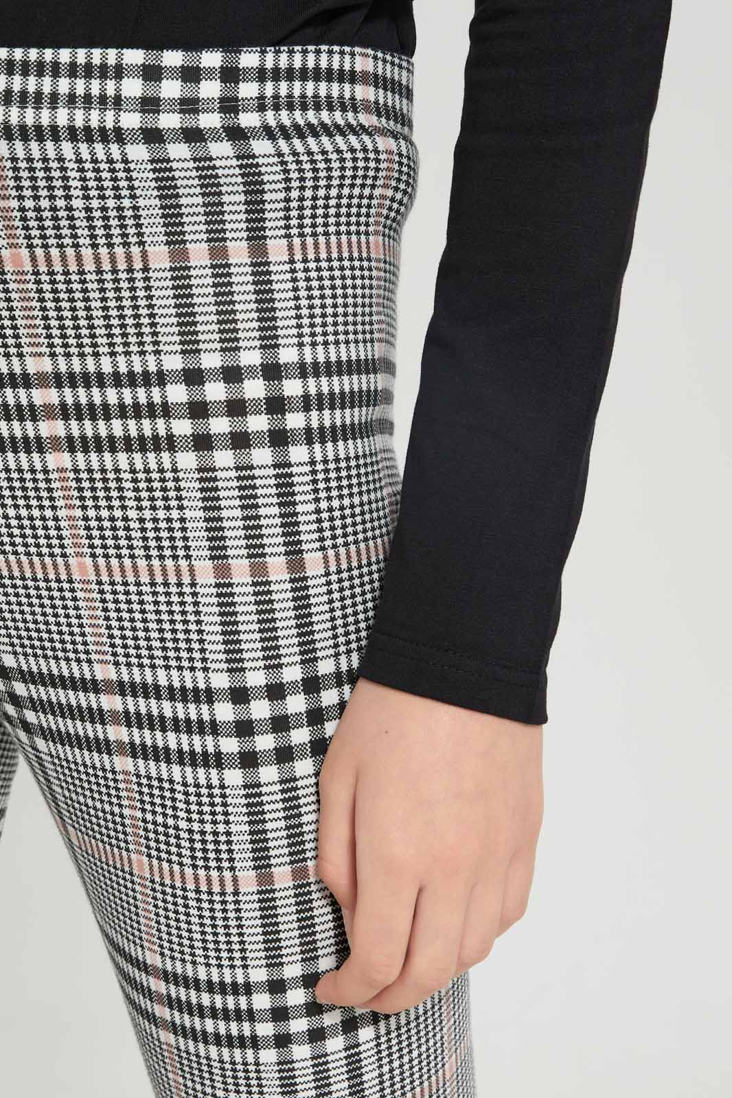 Redtag-Girls-White-Black-Check-Print-Category:Leggings,-Colour:Black,-Deals:New-In,-Dept:Girls,-Filter:Senior-Girls-(8-to-14-Yrs),-GSR-Leggings,-New-In-GSR-APL,-Non-Sale,-S23A,-Section:Girls-(0-to-14Yrs),-TBL-Senior-Girls-9 to 14 Years