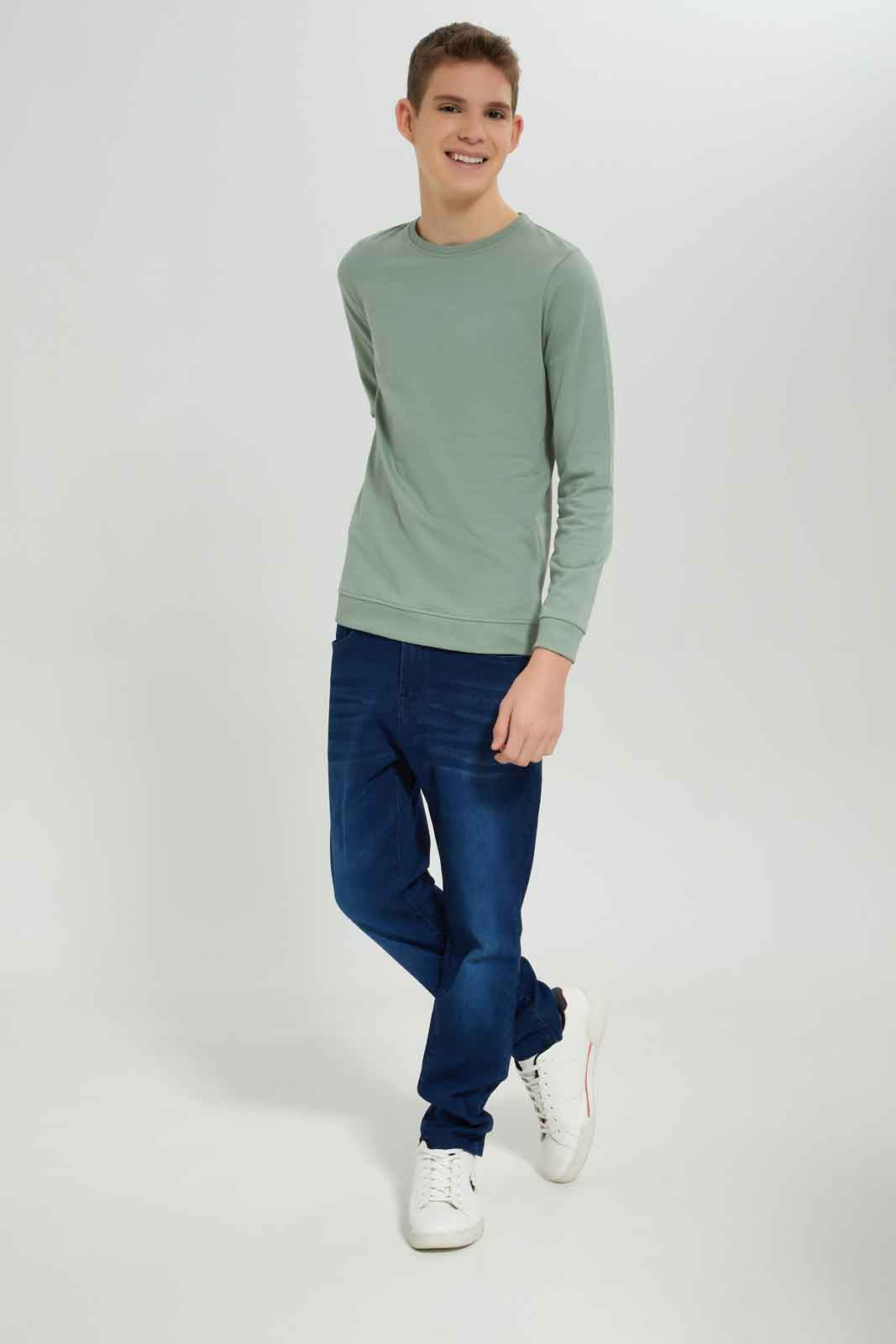 Redtag-Boys-Mint-Plain-Long-Sleeve-Sweat-Tee-BSR-Sweatshirts,-Category:Sweatshirts,-Colour:Mint,-Deals:New-In,-Dept:Boys,-Filter:Senior-Boys-(8-to-14-Yrs),-New-In-BSR-APL,-Non-Sale,-S23A,-Section:Boys-(0-to-14Yrs),-TBL-Senior-Boys-9 to 14 Years