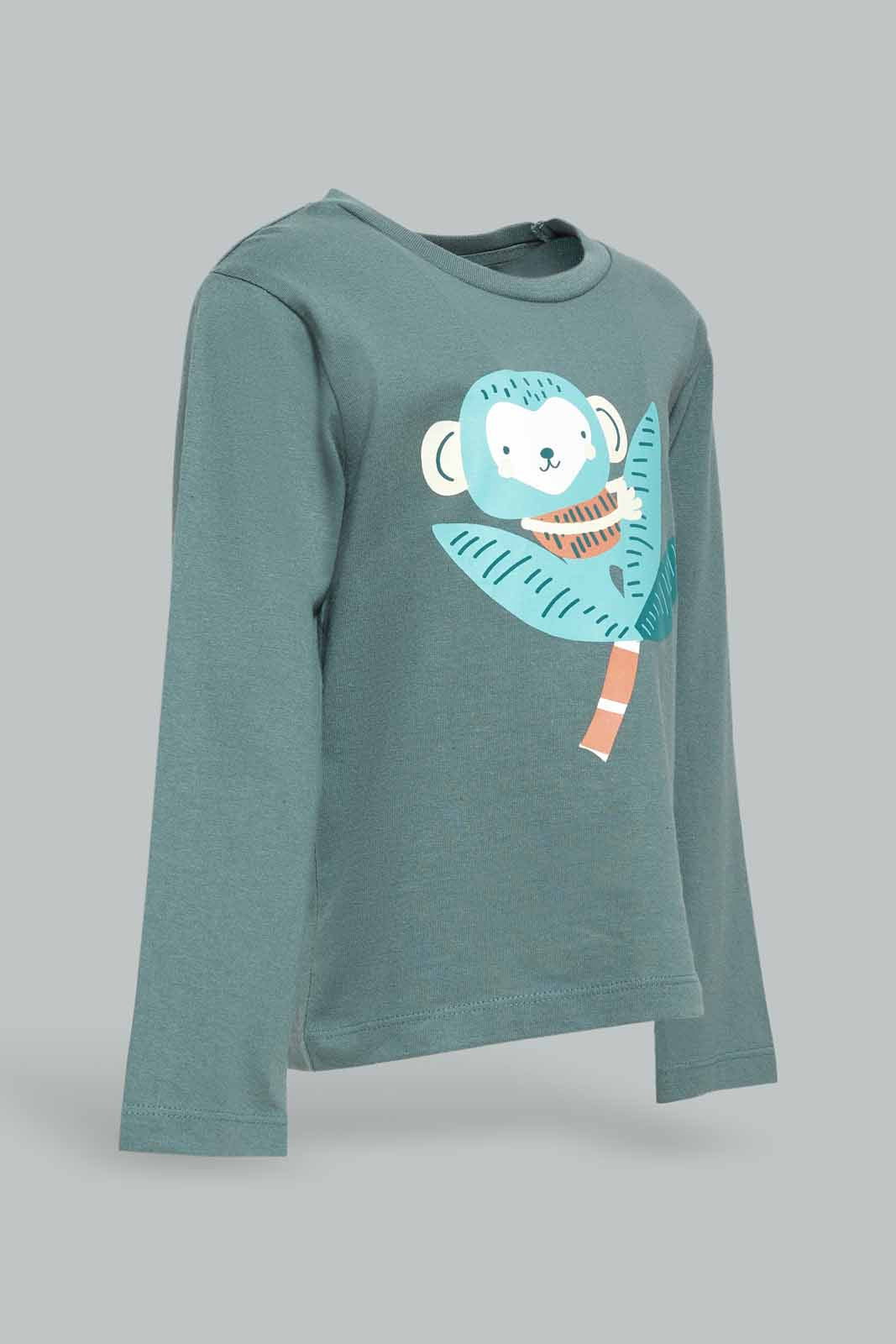 Redtag-Boys-Khaki-Cat-Ls-Tshirt-Category:T-Shirts,-Colour:Green,-Deals:New-In,-Dept:Boys,-Filter:Infant-Boys-(3-to-24-Mths),-INB-T-Shirts,-New-In-INB-APL,-Non-Sale,-S23A,-Section:Boys-(0-to-14Yrs),-TBL-Infant-Boys-3 to 24 Months