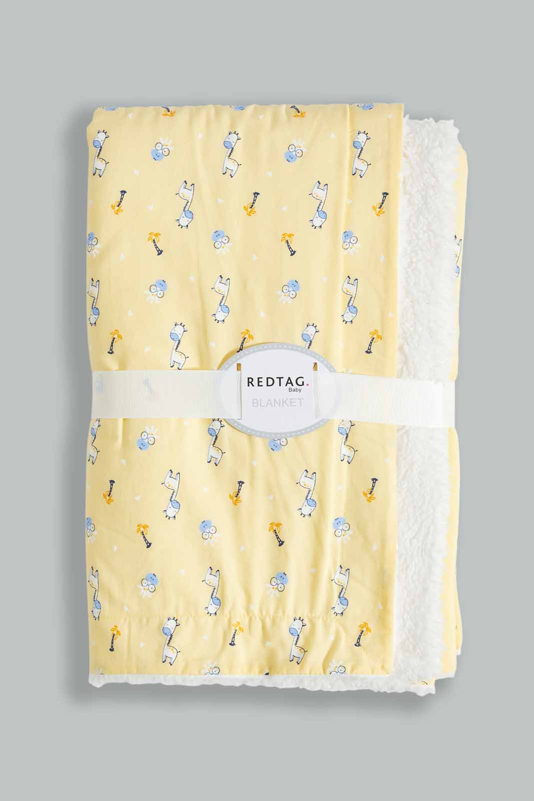 Redtag-Yellow-Aop-Woven-Sherpa-Blanket-Category:Newborn-Accessories,-Colour:Yellow,-Deals:New-In,-Dept:New-Born,-Filter:Baby-(0-to-12-Mths),-NBF-Newborn-Accessories,-New-In-NBF-APL,-Non-Sale,-S23A,-Section:Boys-(0-to-14Yrs)-Baby-