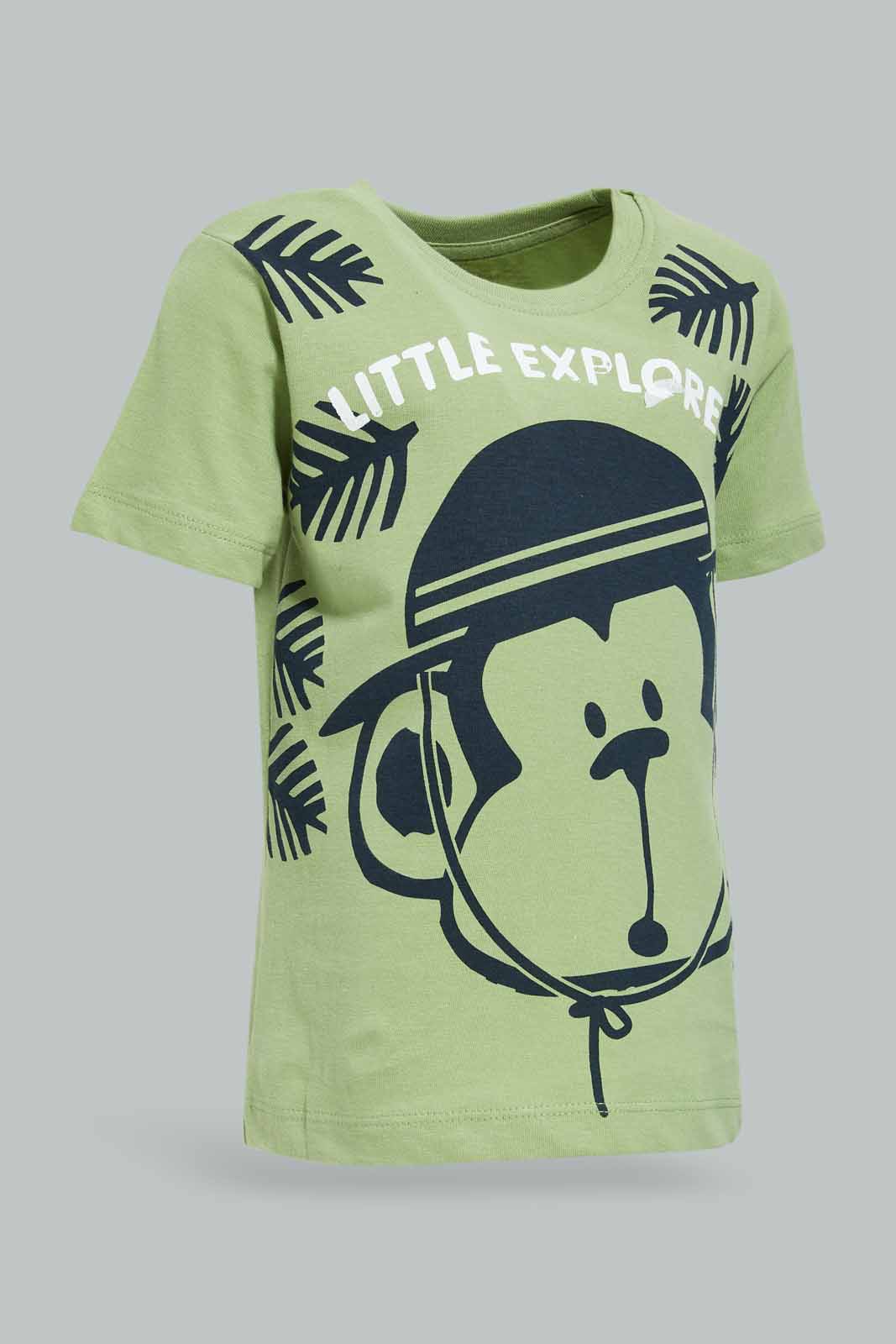 Redtag-Boys-Grey-Monkey-Tshirt-And-Shorts-2-Pack-Pj-Set-Category:Pyjama-Sets,-Colour:Grey,-Deals:New-In,-Dept:Boys,-Filter:Infant-Boys-(3-to-24-Mths),-INB-Pyjama-Sets,-New-In-INB-APL,-Non-Sale,-S23A,-Section:Boys-(0-to-14Yrs)-Infant-Boys-3 to 24 Months