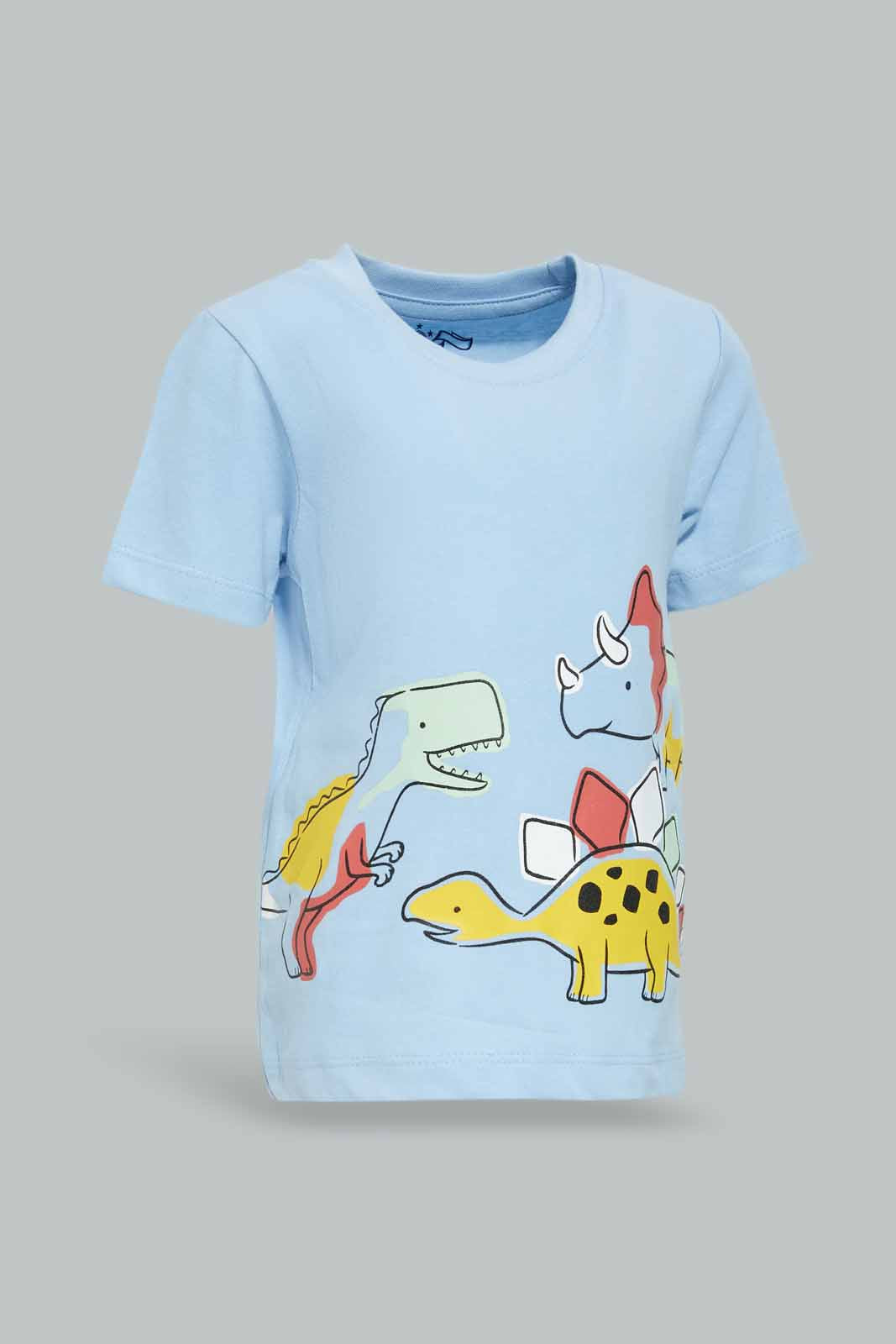 Redtag-Boys-Blue-Dino-Tshirt-And-Short-2-Pack-Pj-Set-Category:Pyjama-Sets,-Colour:Blue,-Deals:New-In,-Dept:Boys,-Filter:Infant-Boys-(3-to-24-Mths),-INB-Pyjama-Sets,-New-In-INB-APL,-Non-Sale,-S23A,-Section:Boys-(0-to-14Yrs)-Infant-Boys-3 to 24 Months