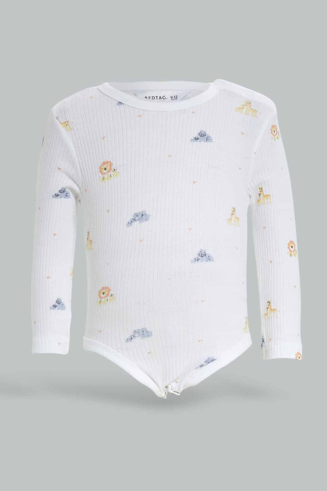 Redtag-White-1-Piece-Bodysuit-+-1-Pyjama-Pants---Set-Category:Sleepsuits,-Colour:Apricot,-Deals:New-In,-Dept:New-Born,-Filter:Baby-(0-to-12-Mths),-NBF-Sleepsuits,-New-In-NBF-APL,-Non-Sale,-S23A,-Section:Boys-(0-to-14Yrs)-Baby-