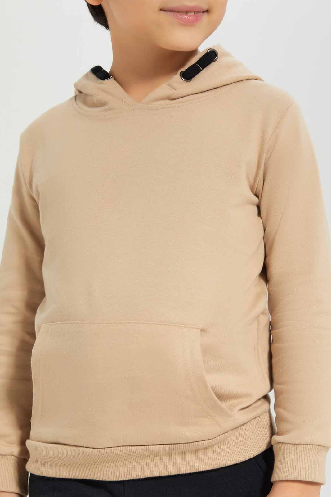 Redtag-Boys-Stone-Hooded-Sweatshirt-BOY-Sweatshirts,-Category:Sweatshirts,-Colour:Beige,-Deals:New-In,-Dept:Boys,-Filter:Boys-(2-to-8-Yrs),-New-In-BOY-APL,-Non-Sale,-S23A,-Section:Boys-(0-to-14Yrs),-TBL-Boys-2 to 8 Years