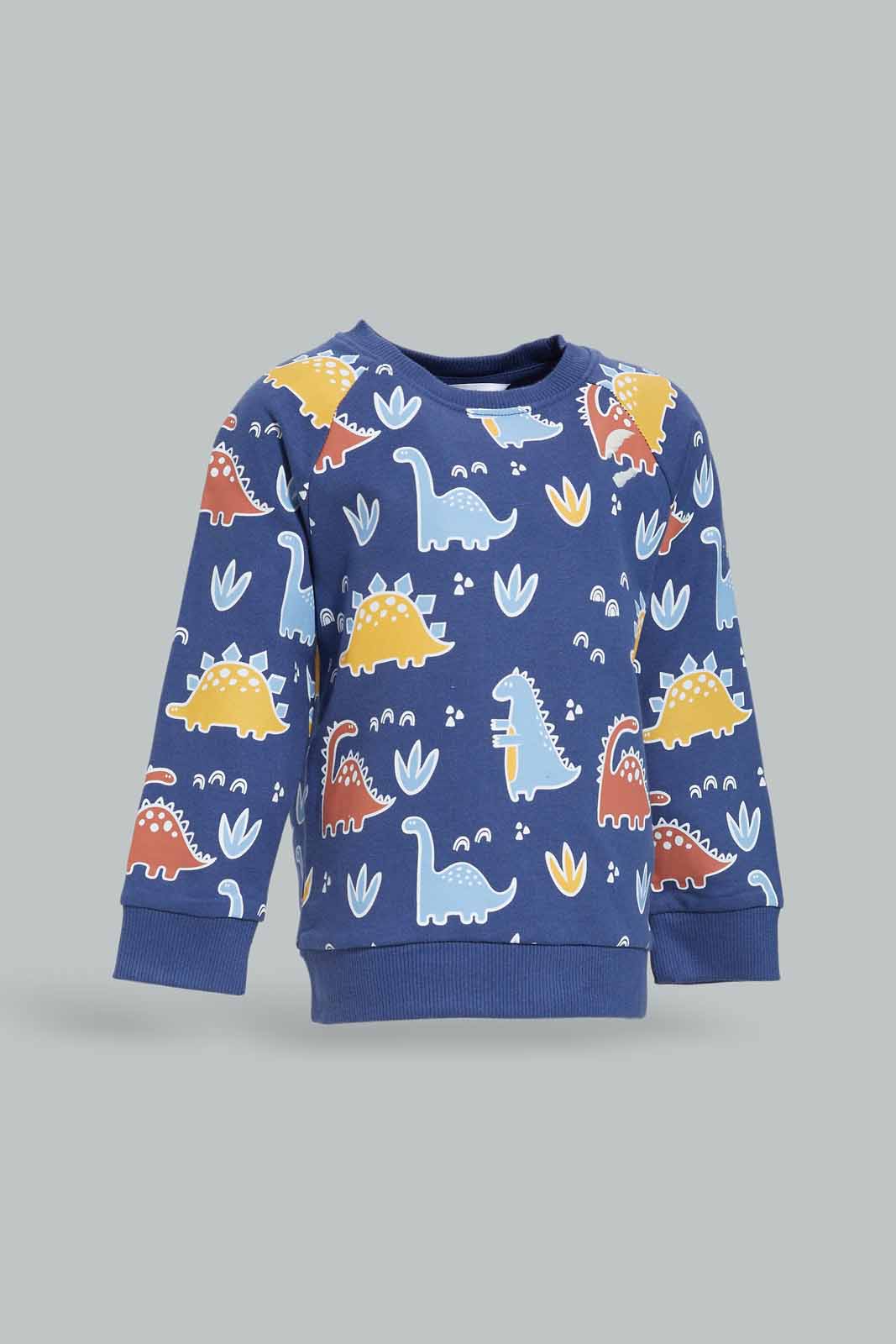 Redtag-Boys-Navy-Dino-Aop-With-Top-With-Blue-Bottom-Crew-Jogging-Suit-Category:Jog-Sets,-Colour:Navy,-Deals:New-In,-Dept:Boys,-Filter:Infant-Boys-(3-to-24-Mths),-INB-Jog-Sets,-New-In-INB-APL,-Non-Sale,-S23A,-Section:Boys-(0-to-14Yrs)-Infant-Boys-3 to 24 Months