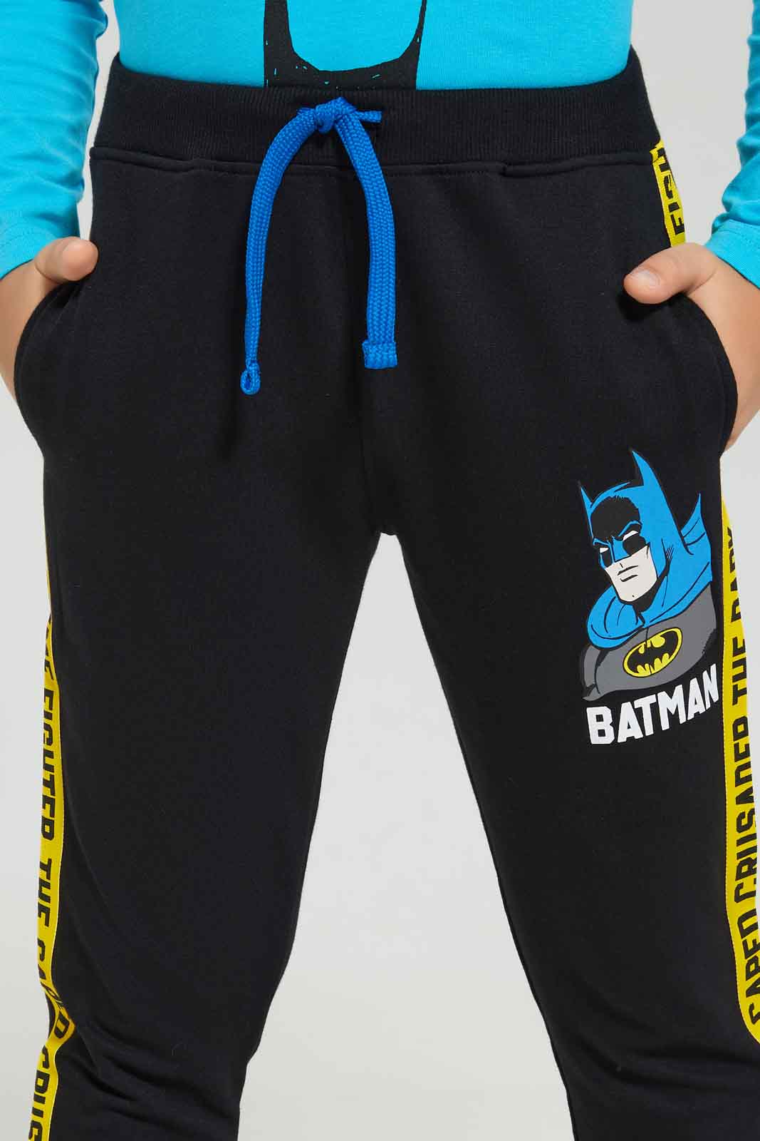 Redtag-Boys-Black-Batman-Jog-Pant-BOY-Joggers,-Category:Joggers,-CHA,-Colour:Black,-Deals:New-In,-Dept:Boys,-Filter:Boys-(2-to-8-Yrs),-New-In-BOY-APL,-Non-Sale,-S23A,-Section:Boys-(0-to-14Yrs),-TBL-Boys-2 to 8 Years