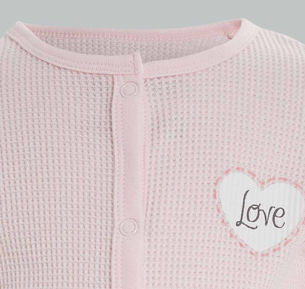 Redtag-Girls-Pink-Waffle-Romper-Suit-Category:Rompers,-Colour:Assorted,-Deals:New-In,-Dept:New-Born,-Filter:Baby-(0-to-12-Mths),-NBG-Rompers,-New-In-NBG-APL,-Non-Sale,-S23A,-Section:Boys-(0-to-14Yrs)-Baby-