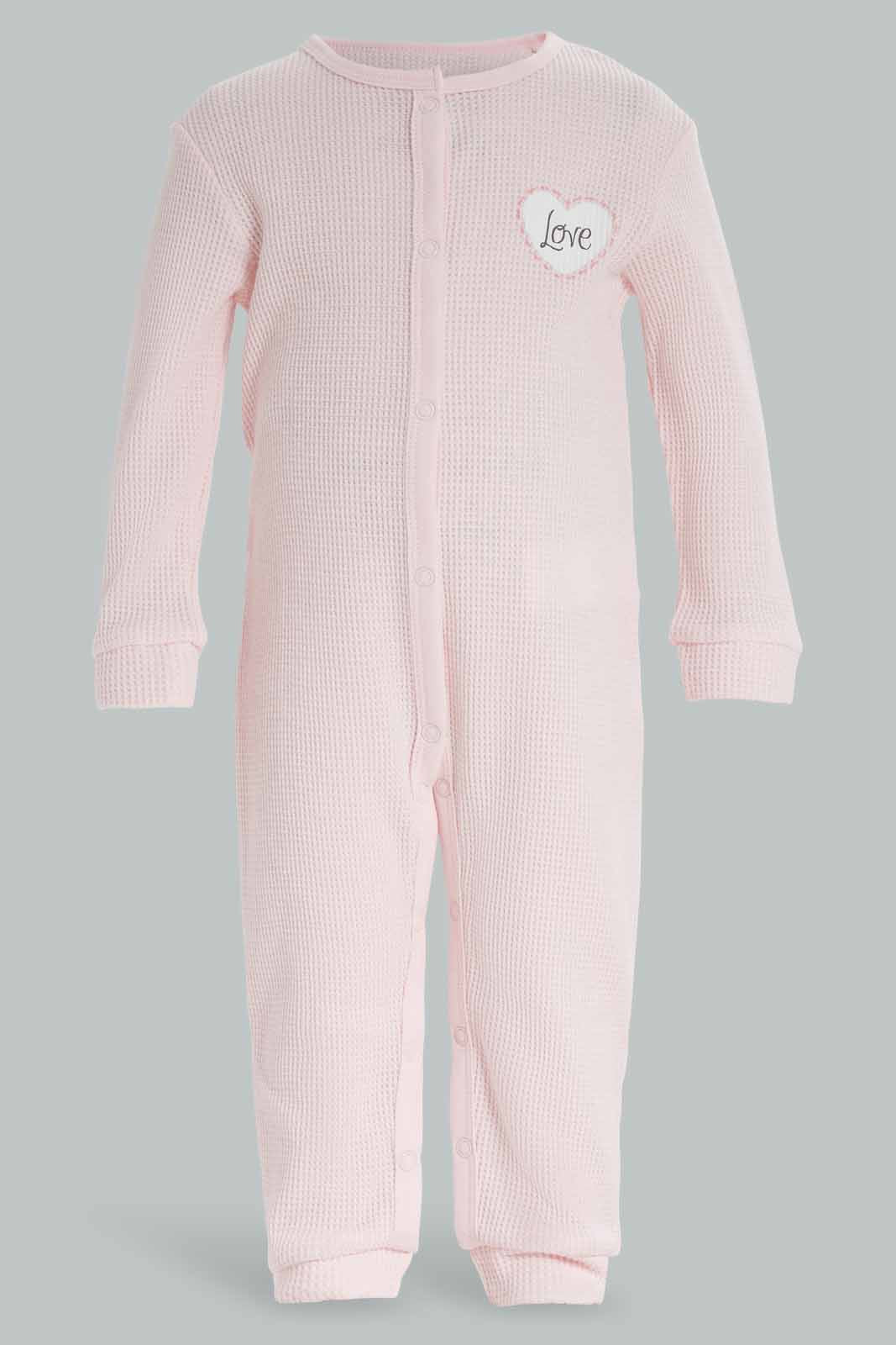 Redtag-Girls-Pink-Waffle-Romper-Suit-Category:Rompers,-Colour:Assorted,-Deals:New-In,-Dept:New-Born,-Filter:Baby-(0-to-12-Mths),-NBG-Rompers,-New-In-NBG-APL,-Non-Sale,-S23A,-Section:Boys-(0-to-14Yrs)-Baby-