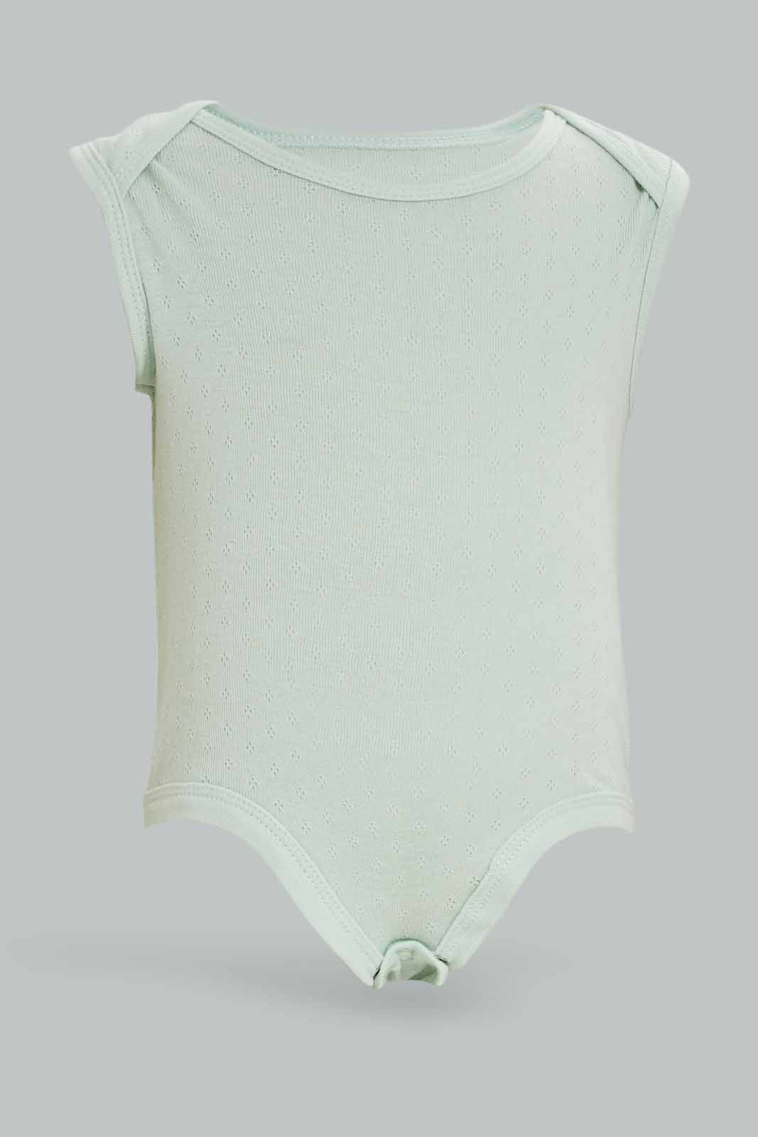Redtag-Assorted-5-Pack-Pointelle-Bodysuit-Girl-Category:Bodysuits,-Colour:Blue,-Deals:New-In,-Dept:New-Born,-Filter:Baby-(0-to-12-Mths),-NBF-Bodysuits,-New-In-NBF-APL,-Non-Sale,-S23A,-Section:Boys-(0-to-14Yrs)-Baby-