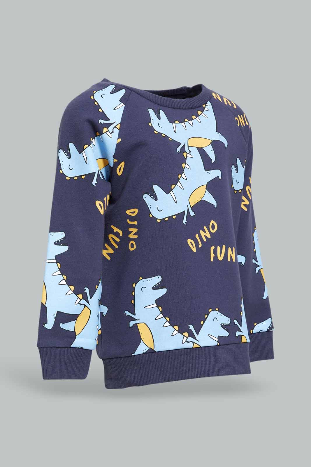 Redtag-Boys-Navy-Dino-Aop-Crew-Neck-Ls-Sweatshirts-Category:Sweatshirts,-Colour:Navy,-Deals:New-In,-Dept:Boys,-Filter:Infant-Boys-(3-to-24-Mths),-INB-Sweatshirts,-New-In-INB-APL,-Non-Sale,-S23A,-Section:Boys-(0-to-14Yrs),-TBL-Infant-Boys-3 to 24 Months
