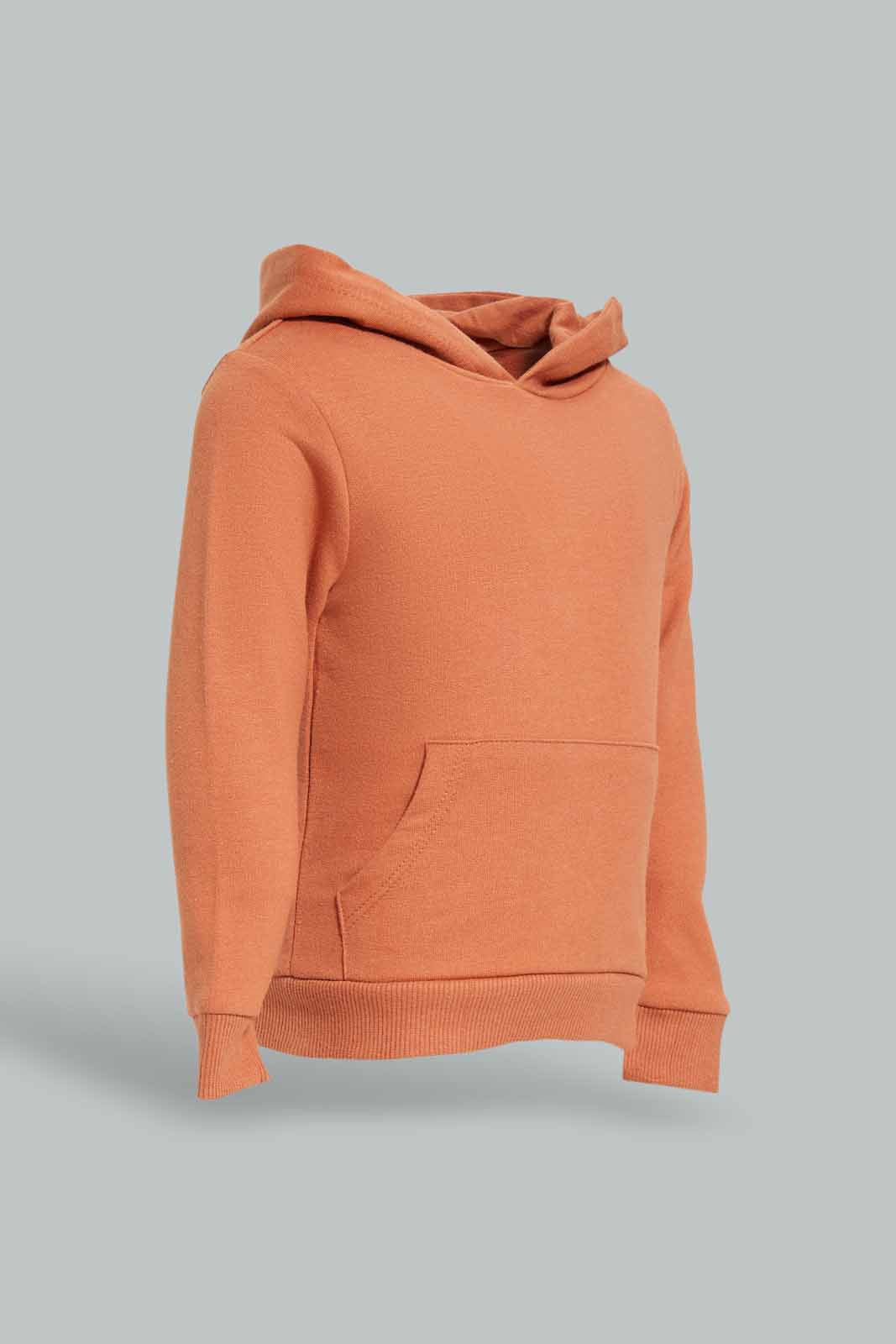 Redtag-Boys-Rust-Hoody-Plain-Sweatshirt-With-Kangaroo-Pocket-Category:Sweatshirts,-Colour:Orange,-Deals:New-In,-Dept:Boys,-Filter:Infant-Boys-(3-to-24-Mths),-INB-Sweatshirts,-New-In-INB-APL,-Non-Sale,-S23A,-Section:Boys-(0-to-14Yrs),-TBL-Infant-Boys-3 to 24 Months