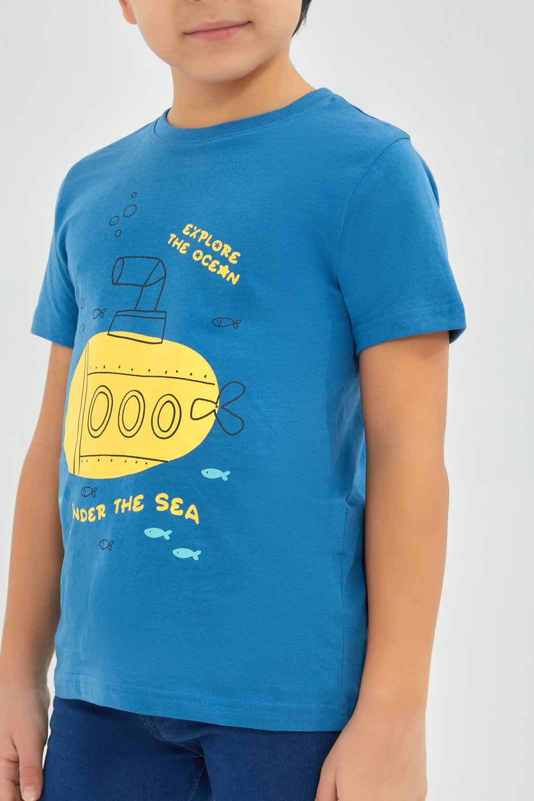 Redtag-Boys-Blue-Ocean-Short-Sleeve-Graphic-T-Shirt-BOY-T-Shirts,-Category:T-Shirts,-Colour:Blue,-Deals:New-In,-Dept:Boys,-Filter:Boys-(2-to-8-Yrs),-New-In-BOY-APL,-Non-Sale,-S23A,-Section:Boys-(0-to-14Yrs),-TBL-Boys-2 to 8 Years