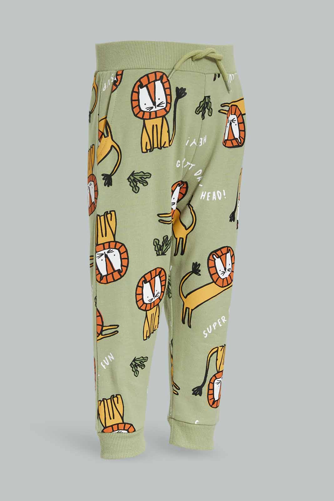 Redtag-Boys-Green-Tiger-Aop-Table-Knit-Jogger-Category:Joggers,-Colour:Green,-Deals:New-In,-Dept:Boys,-Filter:Infant-Boys-(3-to-24-Mths),-INB-Joggers,-New-In-INB-APL,-Non-Sale,-S23A,-Section:Boys-(0-to-14Yrs)-Infant-Boys-3 to 24 Months