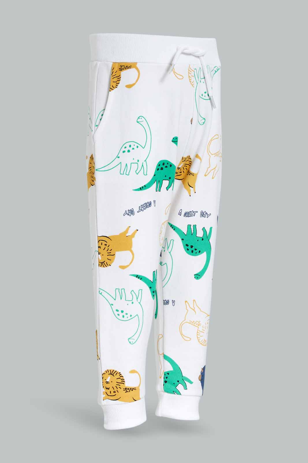 Redtag-Boys-White-Jungle-Safari-Aop-Knit-Joggers-Category:Joggers,-Colour:White,-Deals:New-In,-Dept:Boys,-Filter:Infant-Boys-(3-to-24-Mths),-INB-Joggers,-New-In-INB-APL,-Non-Sale,-S23A,-Section:Boys-(0-to-14Yrs)-Infant-Boys-3 to 24 Months