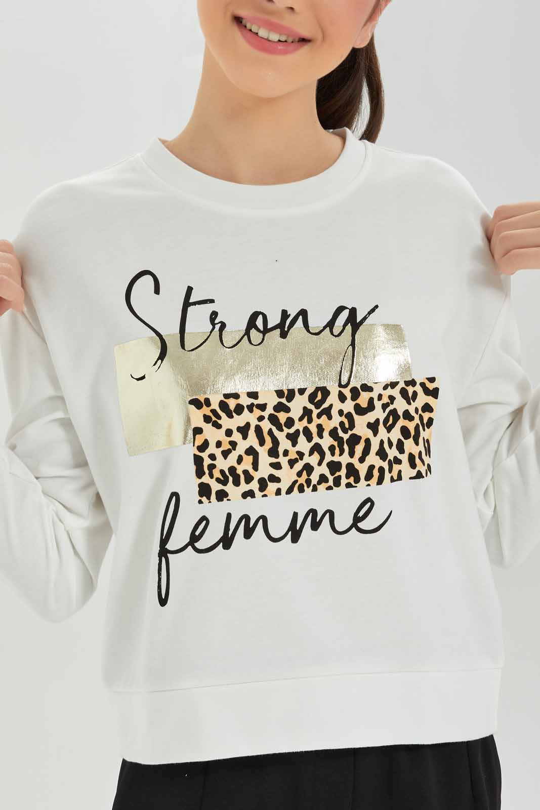 Redtag-Girls-White-Leopard-Print-Boxy-Sweatshirts-Category:Sweatshirts,-Colour:White,-Deals:New-In,-Dept:Girls,-Filter:Senior-Girls-(8-to-14-Yrs),-GSR-Sweatshirts,-New-In-GSR-APL,-Non-Sale,-S23A,-Section:Girls-(0-to-14Yrs)-Senior-Girls-9 to 14 Years