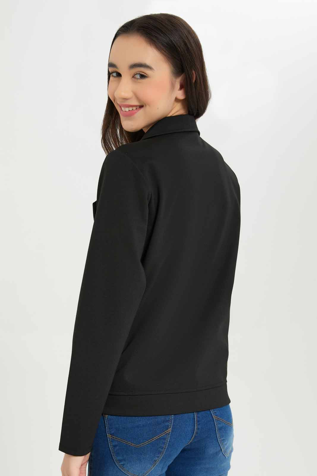 Redtag-Girls-Black-Biker-Ponte-Jacket-Category:Jackets,-Colour:Black,-Deals:New-In,-Dept:Girls,-Filter:Senior-Girls-(8-to-14-Yrs),-GSR-Jackets,-New-In-GSR-APL,-Non-Sale,-S23A,-Section:Girls-(0-to-14Yrs)-Senior-Girls-