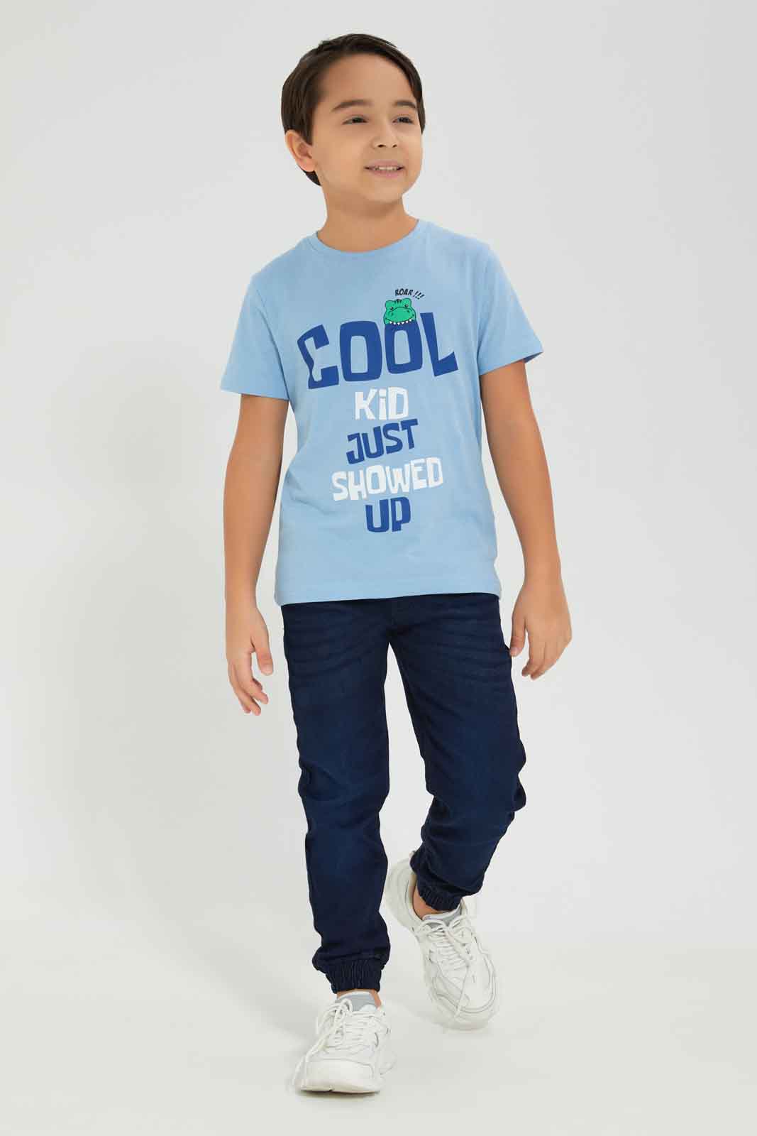 Redtag-Boys-Blue-Cool-Kid-Short-Sleeve-Graphic-T-Shirt-BOY-T-Shirts,-Category:T-Shirts,-Colour:Blue,-Deals:New-In,-Dept:Boys,-Filter:Boys-(2-to-8-Yrs),-New-In-BOY-APL,-Non-Sale,-S23A,-Section:Boys-(0-to-14Yrs),-TBL-Boys-2 to 8 Years