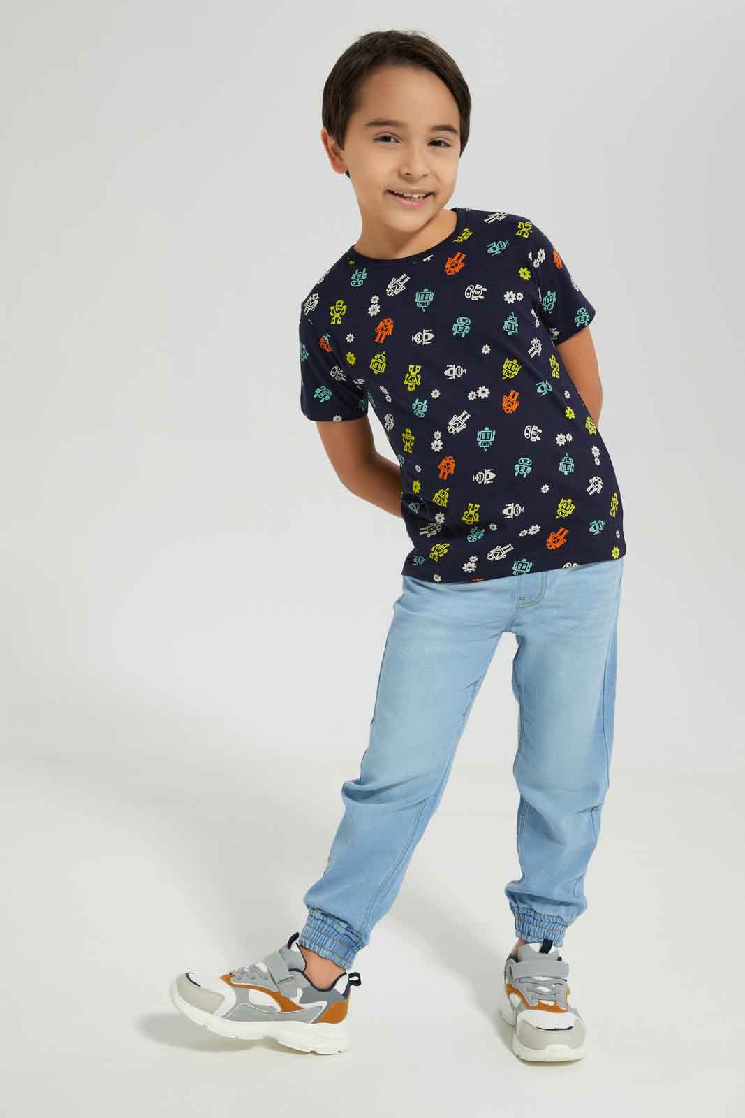 Redtag-Boys-Navy-Robot-Short-Sleeve-Aop-T-Shirt-BOY-T-Shirts,-Category:T-Shirts,-Colour:Navy,-Deals:New-In,-Dept:Boys,-Filter:Boys-(2-to-8-Yrs),-New-In-BOY-APL,-Non-Sale,-S23A,-Section:Boys-(0-to-14Yrs),-TBL-Boys-2 to 8 Years